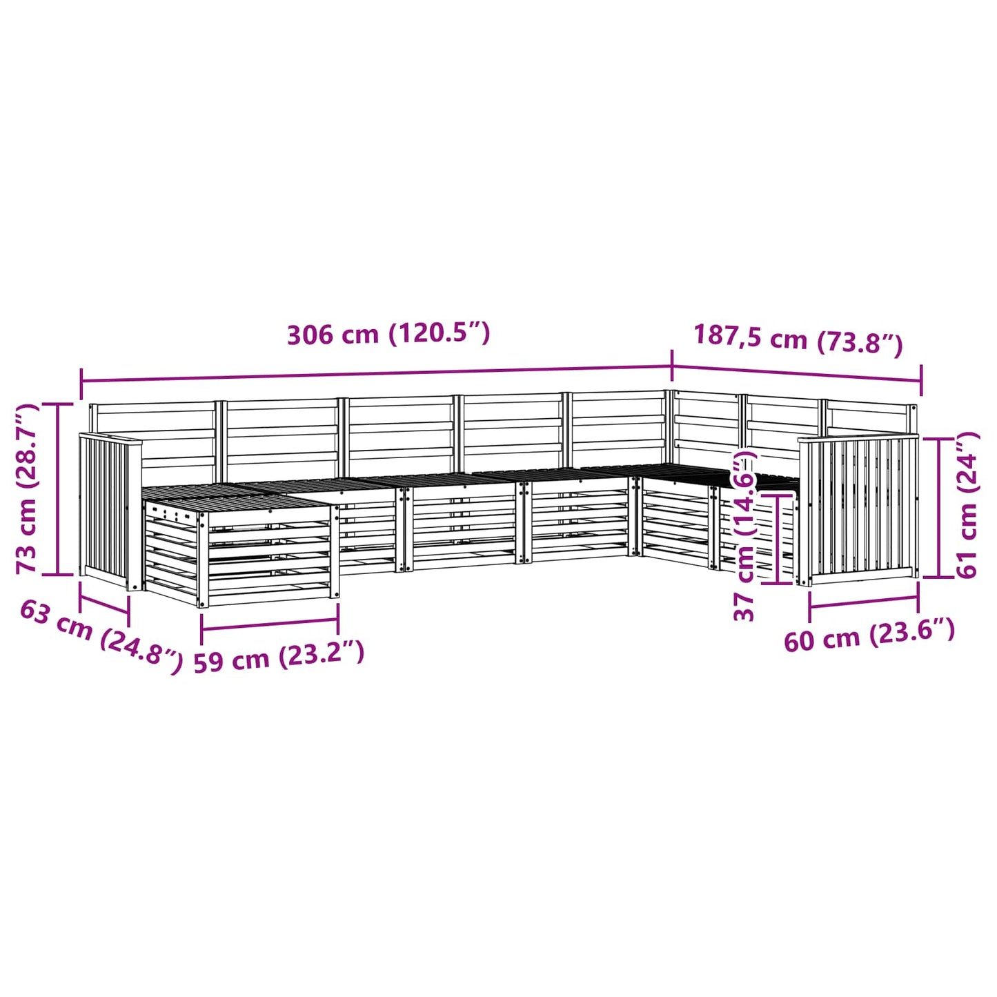 vidaXL Σειρά Καναπέ Εξωτερικού 8 pcs Φυσικό Στερεό Ξύλο Ακακίας