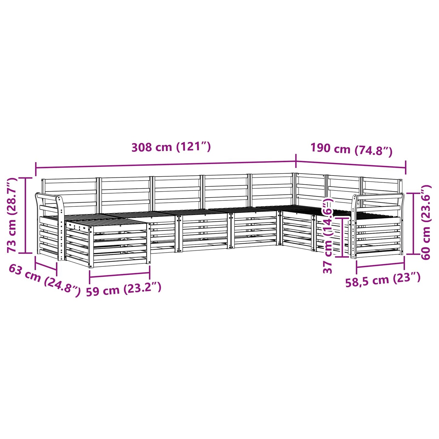 vidaXL Σειρά Καναπέ Εξωτερικού 8 pcs Φυσικό Στερεό Ξύλο Ακακίας