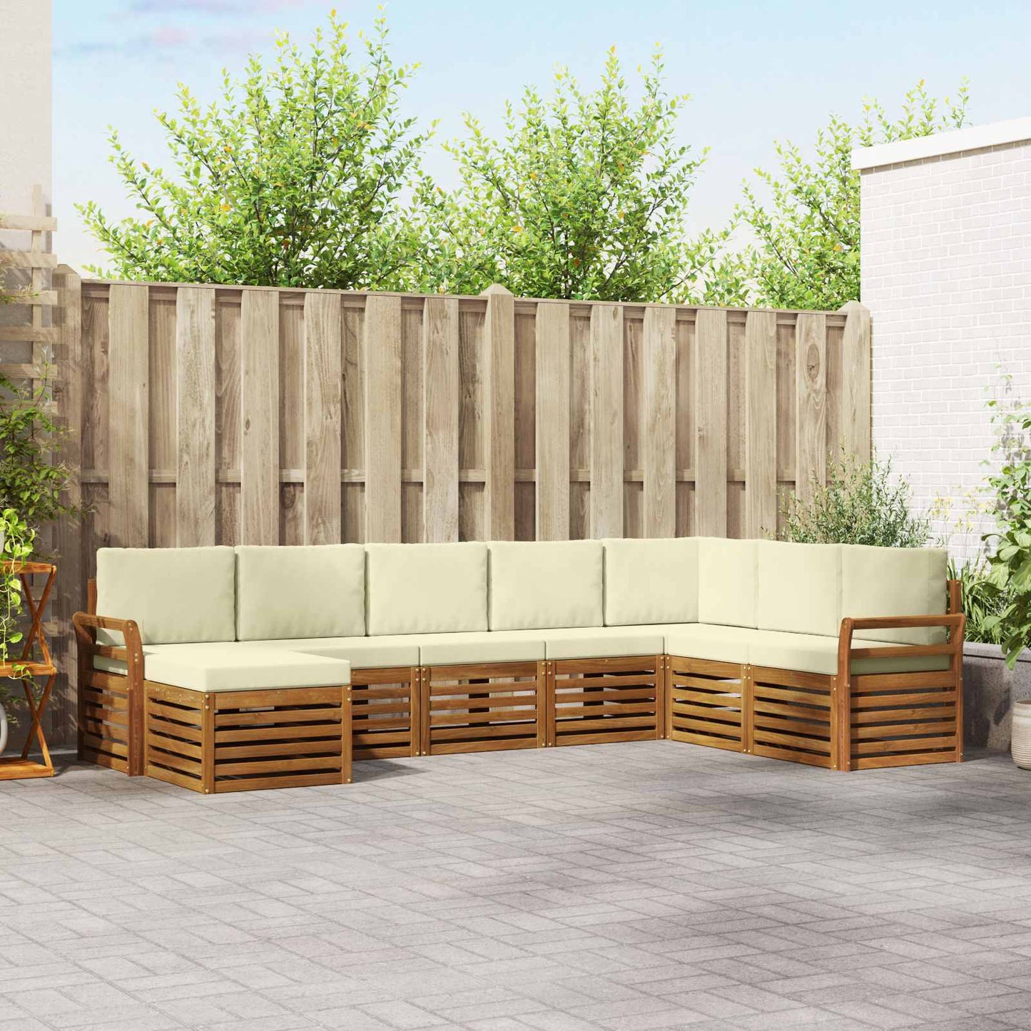 vidaXL Σειρά Καναπέ Εξωτερικού με μαξιλάρι 8 pcs Φυσικό και Κρέμα