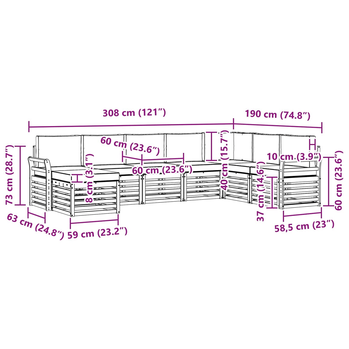 vidaXL Σειρά Καναπέ Εξωτερικού με μαξιλάρι 8 pcs Φυσικό και Κρέμα