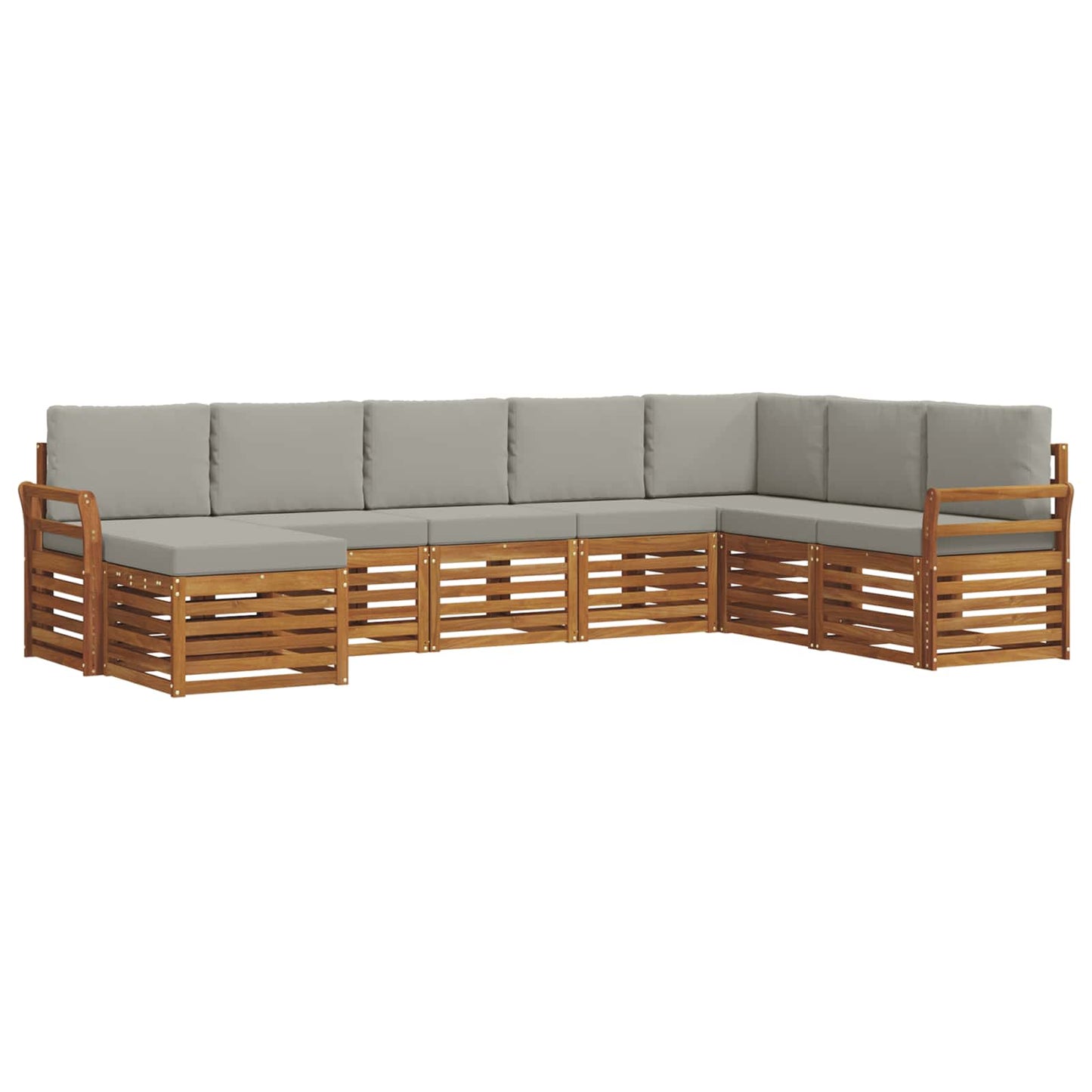 vidaXL Σειρά Καναπέ Εξωτερικού 8 pcs Φυσικό και Ανοιχτό Γκρι