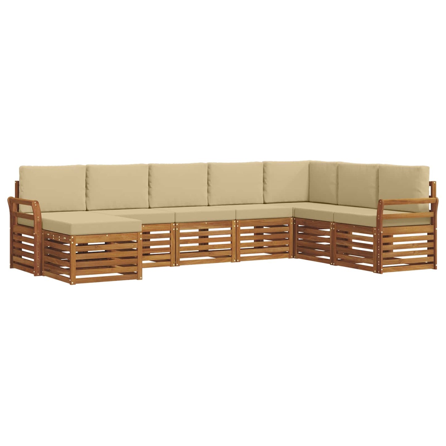 vidaXL Σειρά Καναπέ Εξωτερικού με μαξιλάρι 8 pcs Φυσικό και Μπεζ