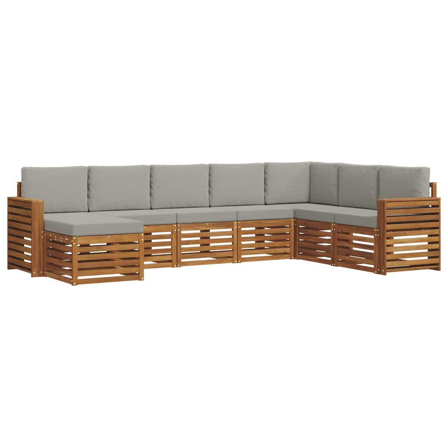 vidaXL Σειρά Καναπέ Εξωτερικού 8 pcs Φυσικό και Ανοιχτό Γκρι