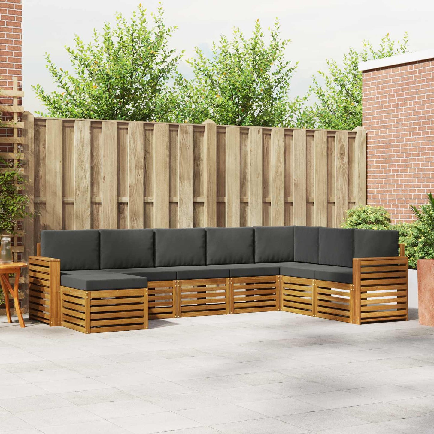 vidaXL Σειρά Καναπέ Εξωτερικού με μαξιλάρι 8 pcs Φυσικό και Ανθρακί