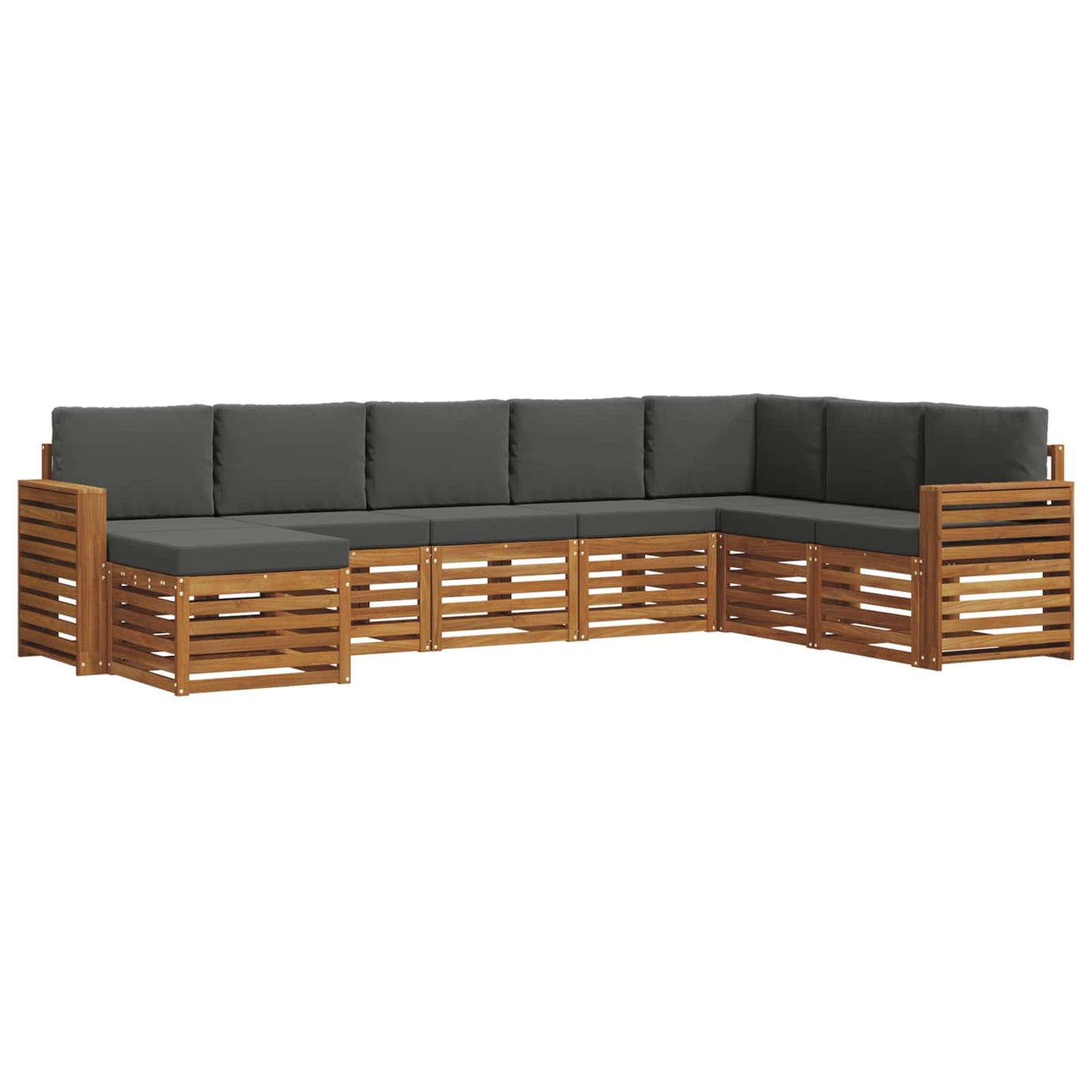 vidaXL Σειρά Καναπέ Εξωτερικού με μαξιλάρι 8 pcs Φυσικό και Ανθρακί