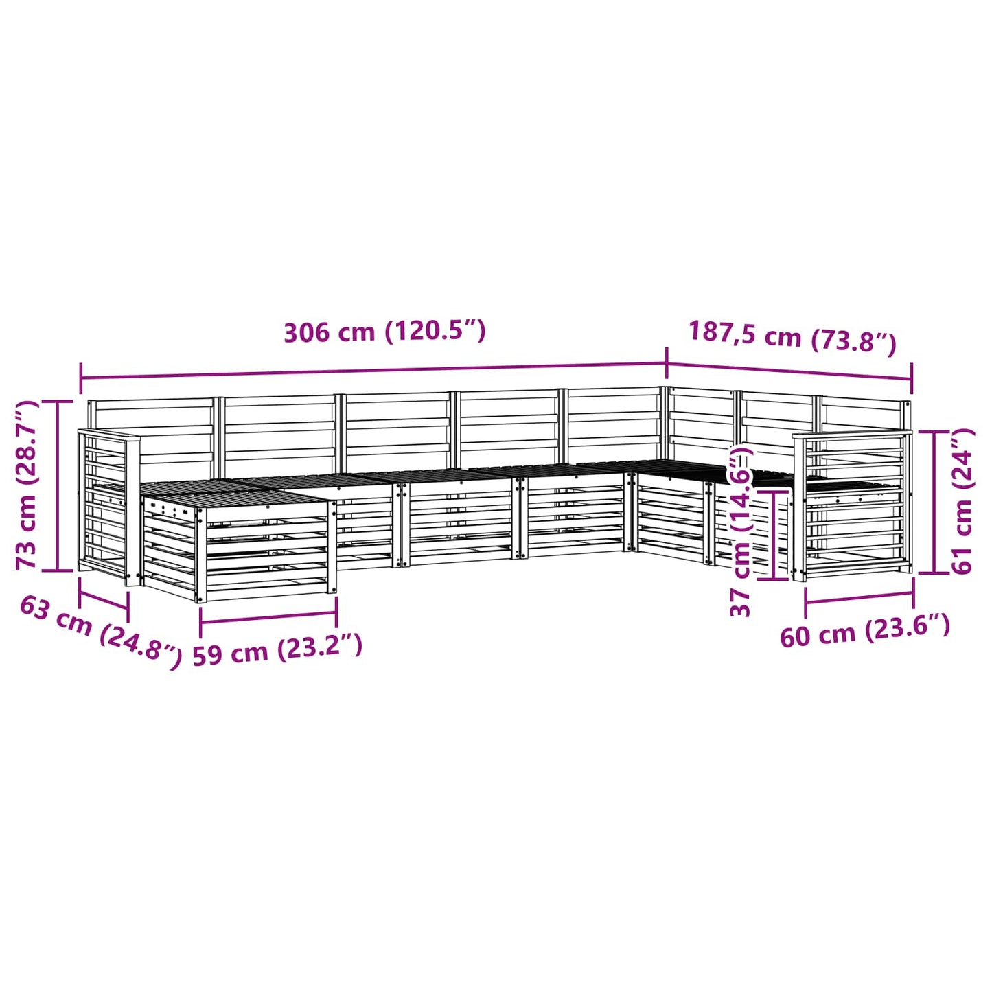 vidaXL Σετ Καναπέ 8 pcs Φυσικό Στερεό Ξύλο Ακακίας