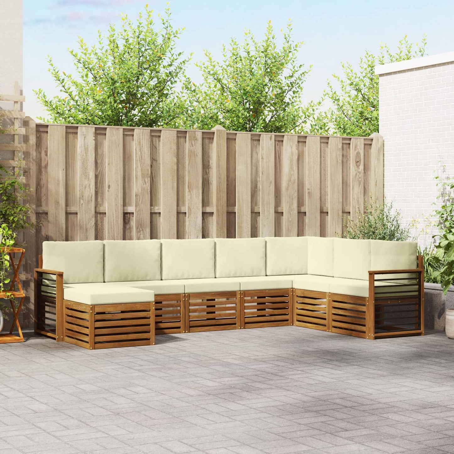 vidaXL Σειρά Καναπέ Εξωτερικού με μαξιλάρι 8 pcs Φυσικό και Κρέμα