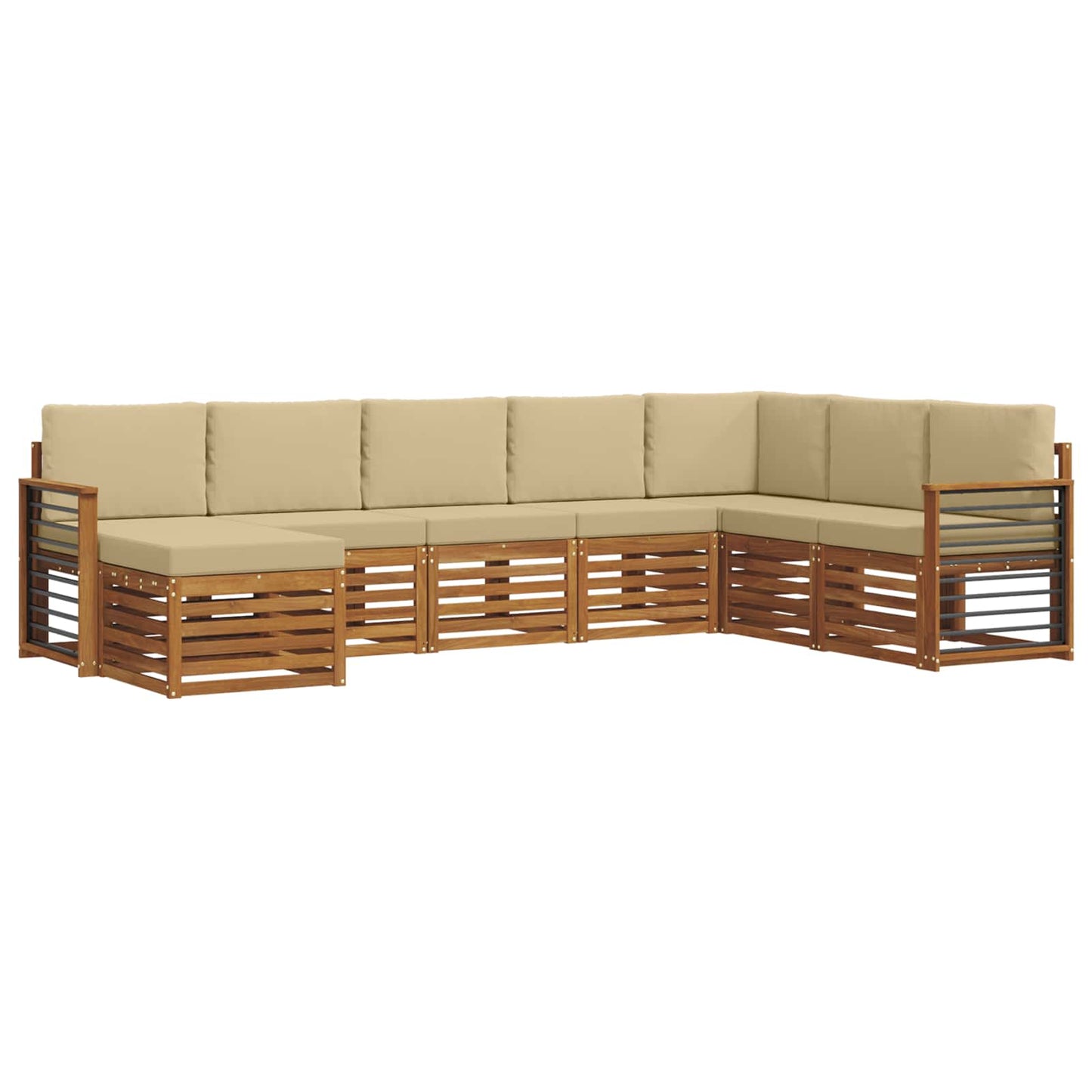 vidaXL Σειρά Καναπέ Εξωτερικού με μαξιλάρι 8 pcs Φυσικό και Μπεζ