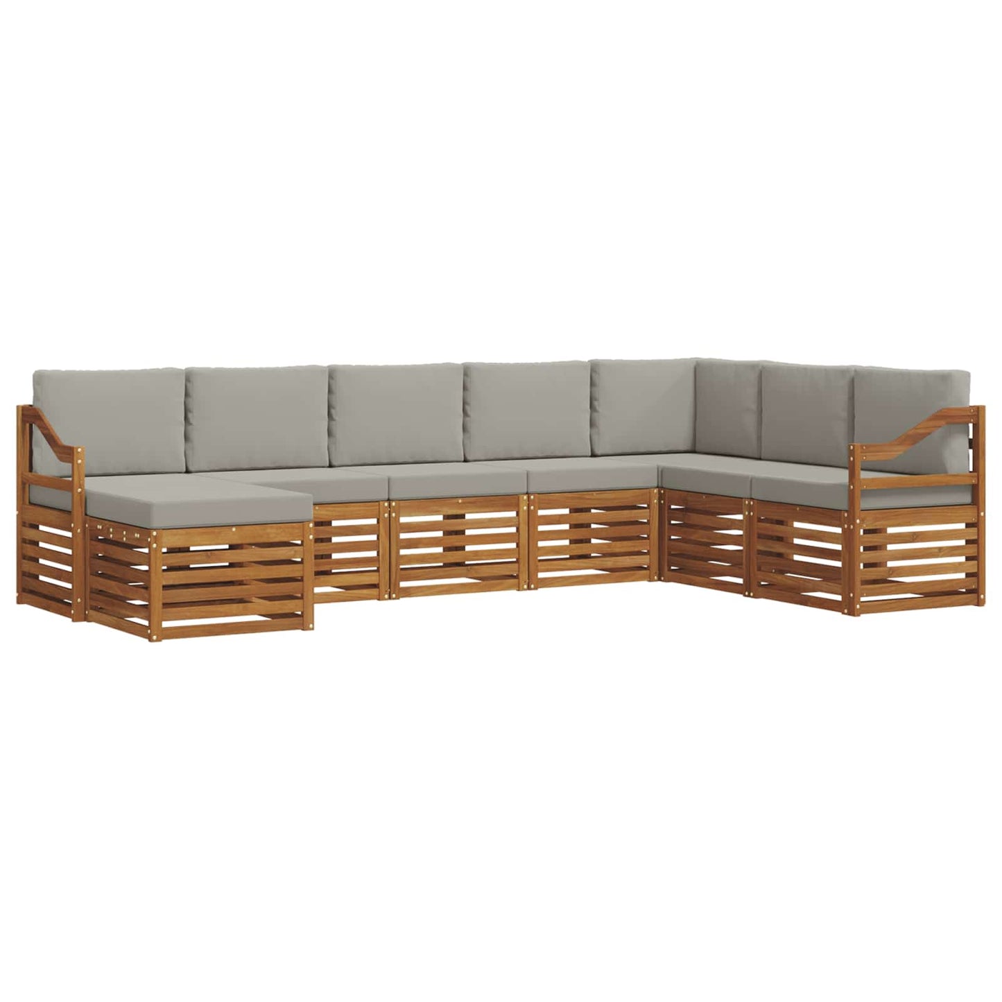vidaXL Σειρά Καναπέ Εξωτερικού 8 pcs Φυσικό και Ανοιχτό Γκρι