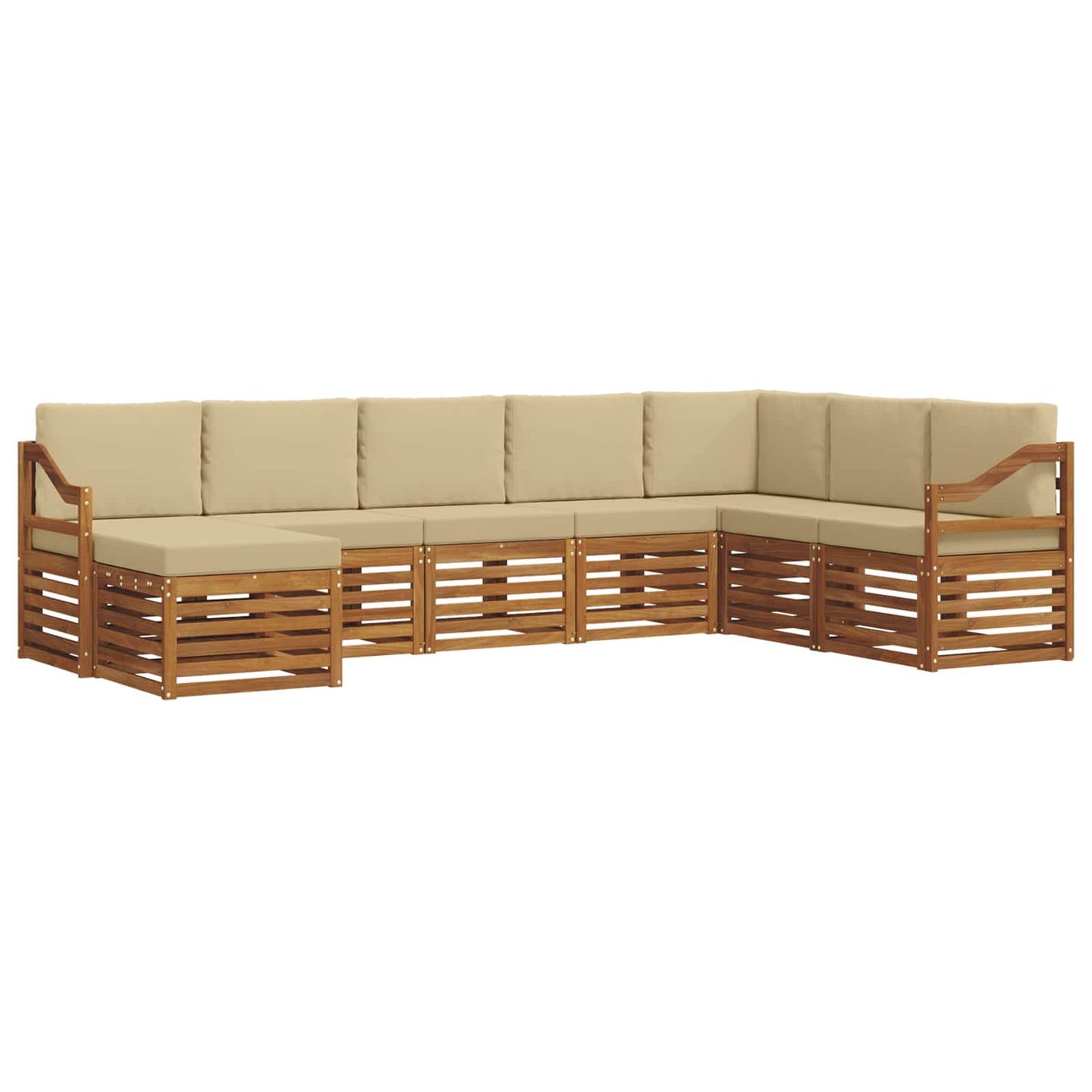 vidaXL Σειρά Καναπέ Εξωτερικού με μαξιλάρι 8 pcs Φυσικό και Μπεζ