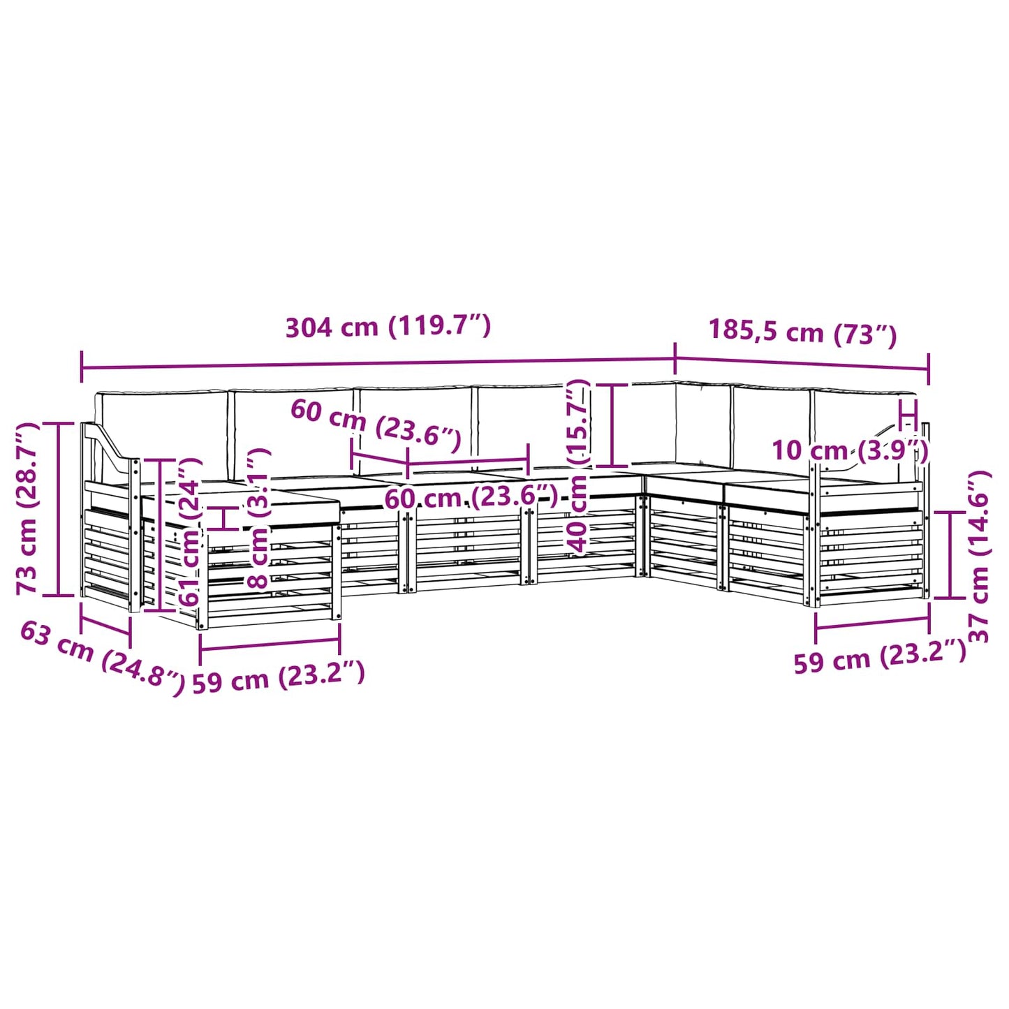 vidaXL Σειρά Καναπέ Εξωτερικού με μαξιλάρι 8 pcs Φυσικό και Μπεζ