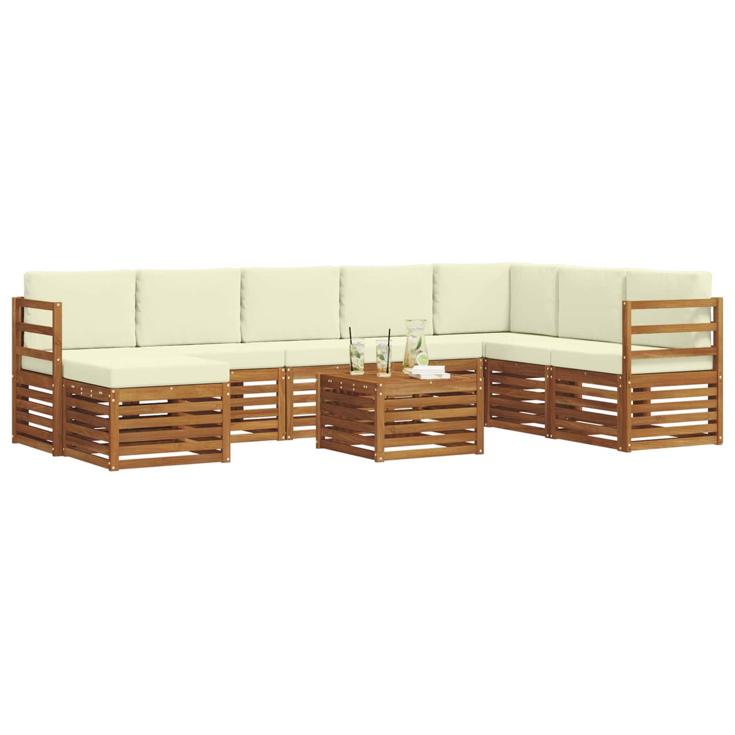 vidaXL Σειρά Καναπέ Εξωτερικού με μαξιλάρι 9 pcs Φυσικό και Κρέμα