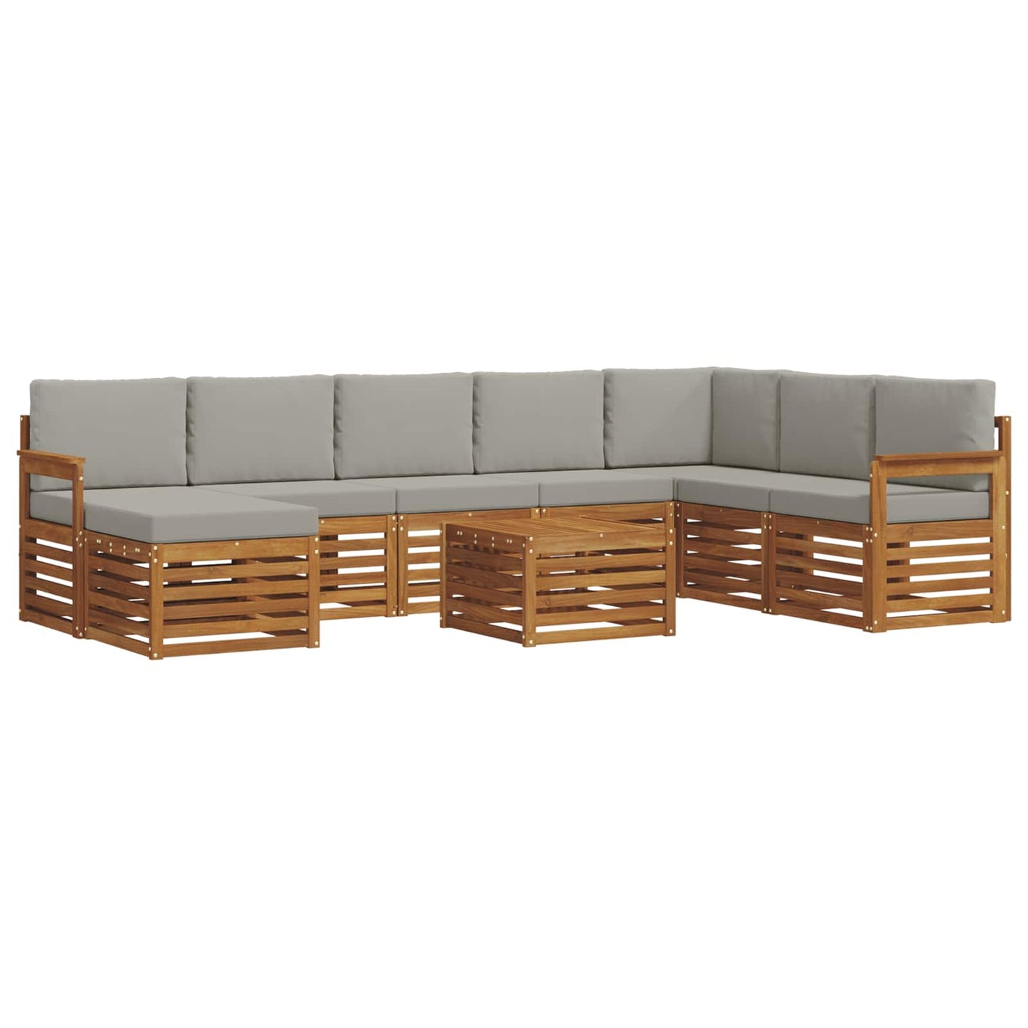 vidaXL Σειρά Καναπέ Εξωτερικού 9 pcs Φυσικό και Ανοιχτό Γκρι