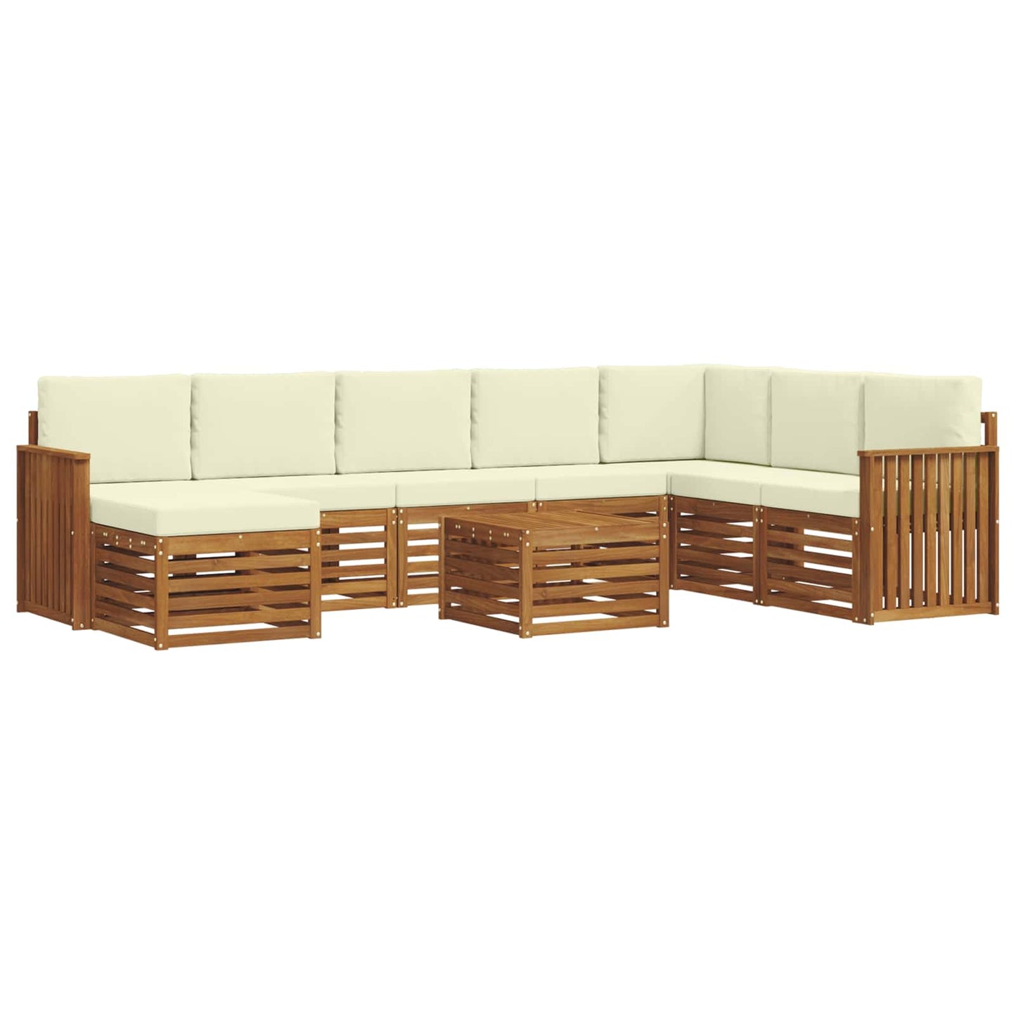 vidaXL Σειρά Καναπέ Εξωτερικού με μαξιλάρι 9 pcs Φυσικό και Κρέμα