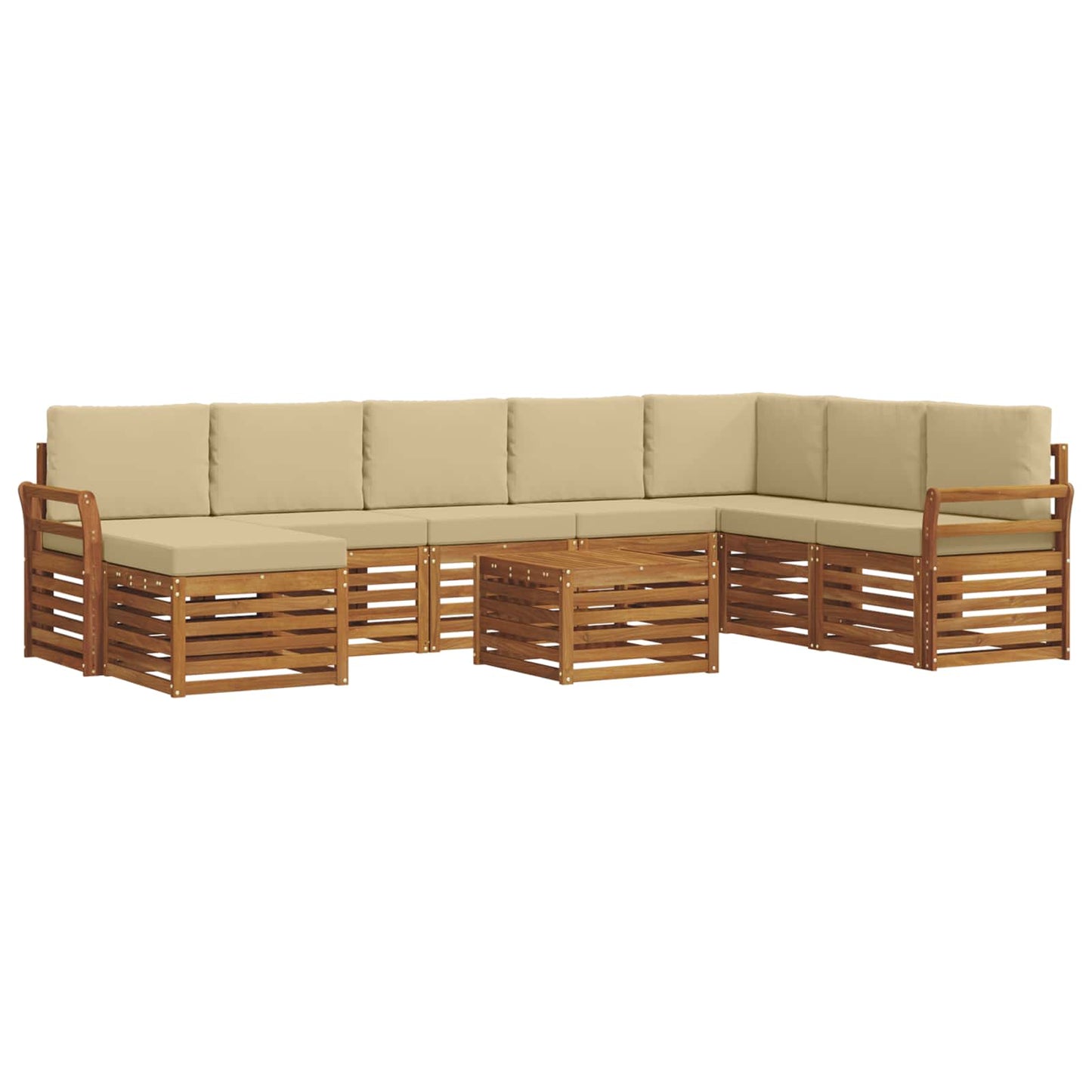 vidaXL Σειρά Καναπέ Εξωτερικού με μαξιλάρι 9 pcs Φυσικό και Μπεζ