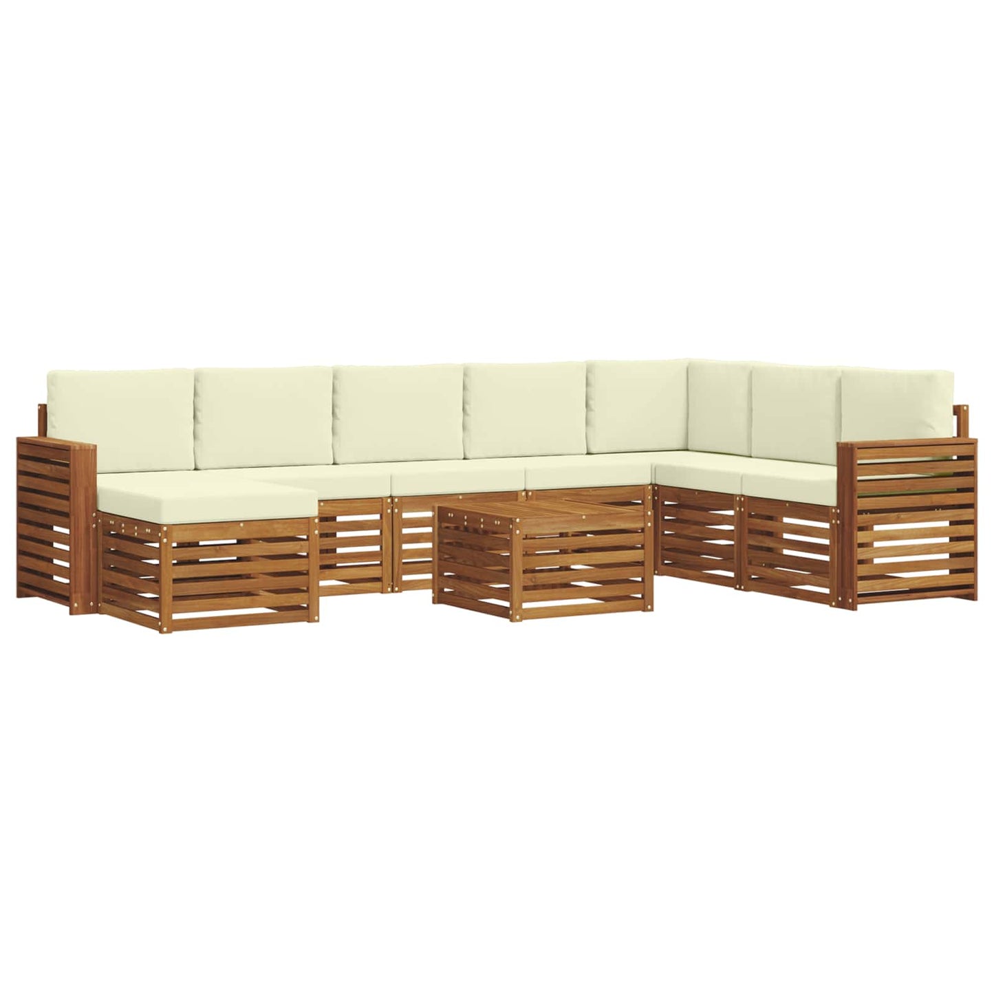 vidaXL Σειρά Καναπέ Εξωτερικού με μαξιλάρι 9 pcs Φυσικό και Κρέμα