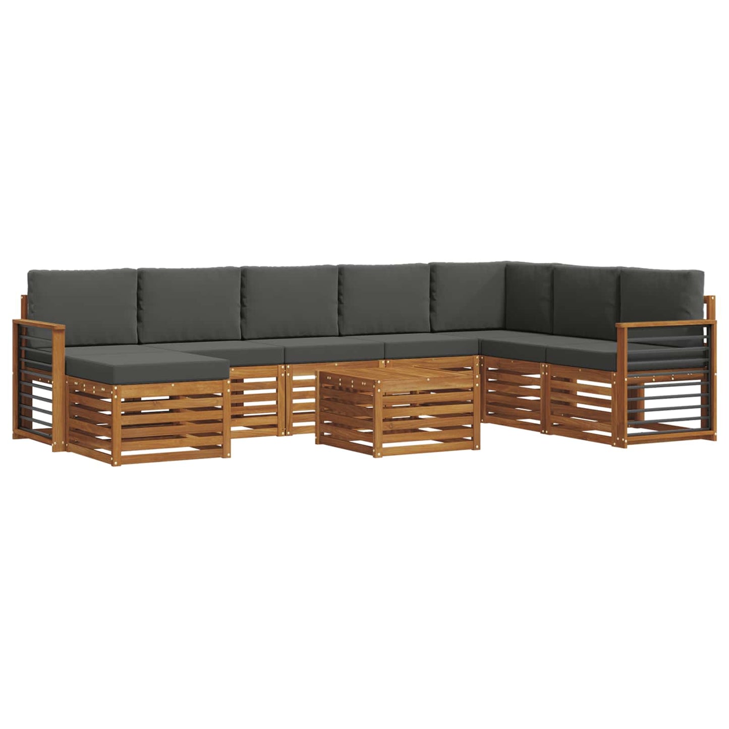vidaXL Σειρά Καναπέ Εξωτερικού με μαξιλάρι 9 pcs Φυσικό και Ανθρακί