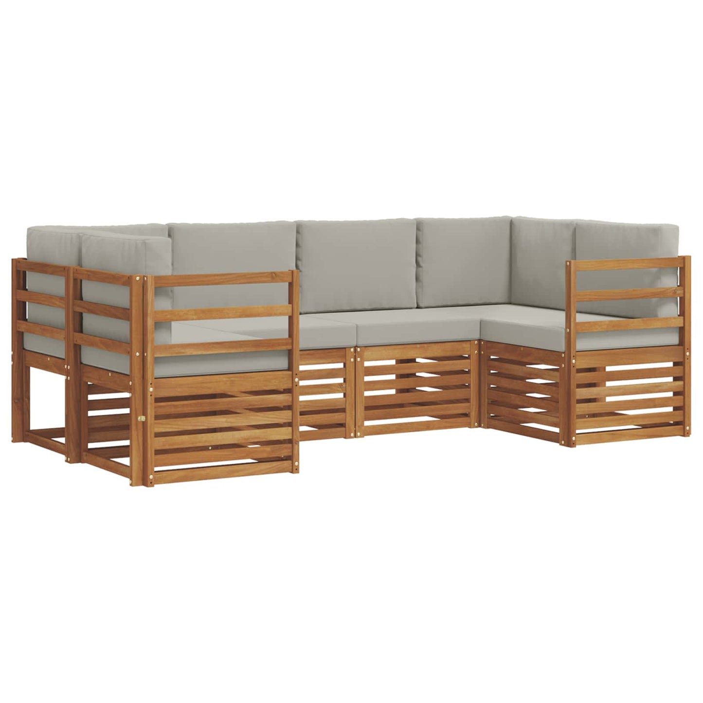 vidaXL Σαλονάκι Γωνιακού Καναπέ 6 pcs Φυσικό και Ανοιχτό Γκρι