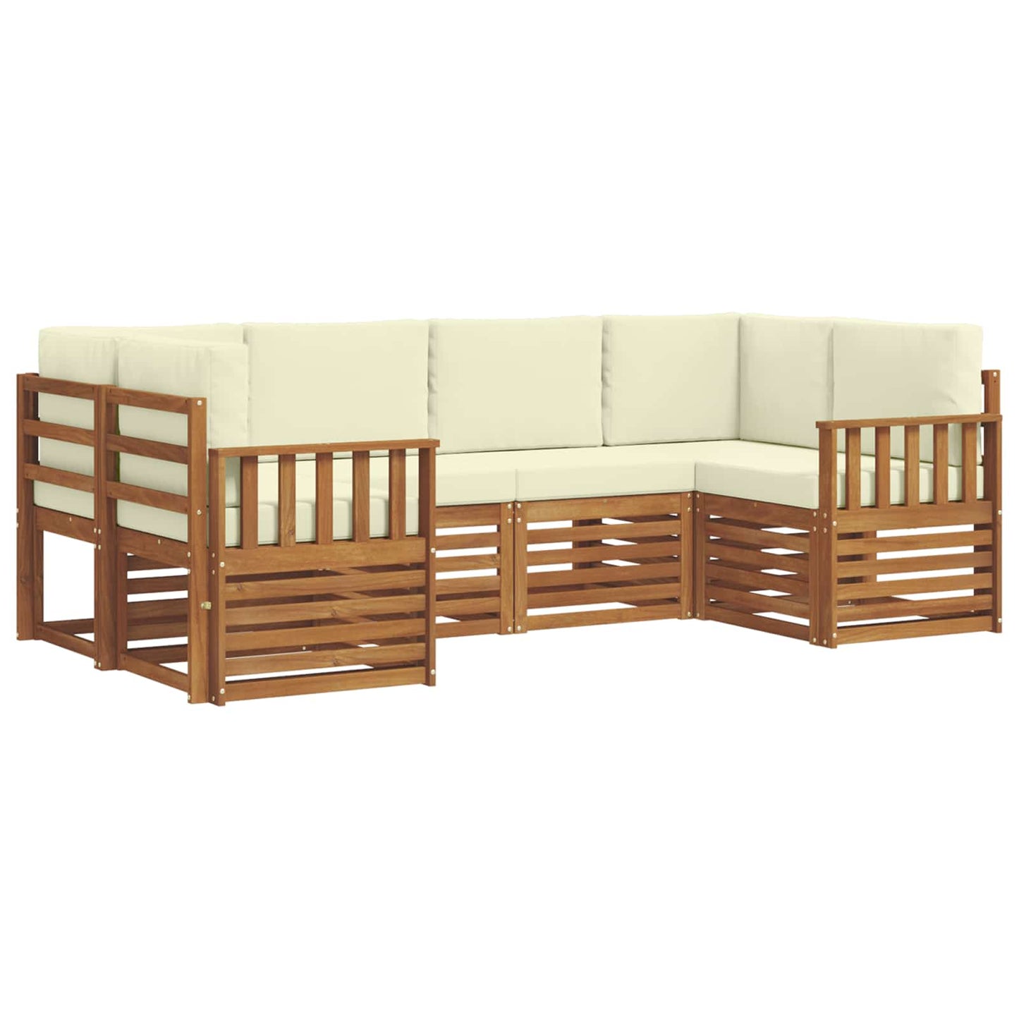 vidaXL Σαλονάκι Γωνιακού Καναπέ με μαξιλάρι 6 pcs Φυσικό και Κρέμα