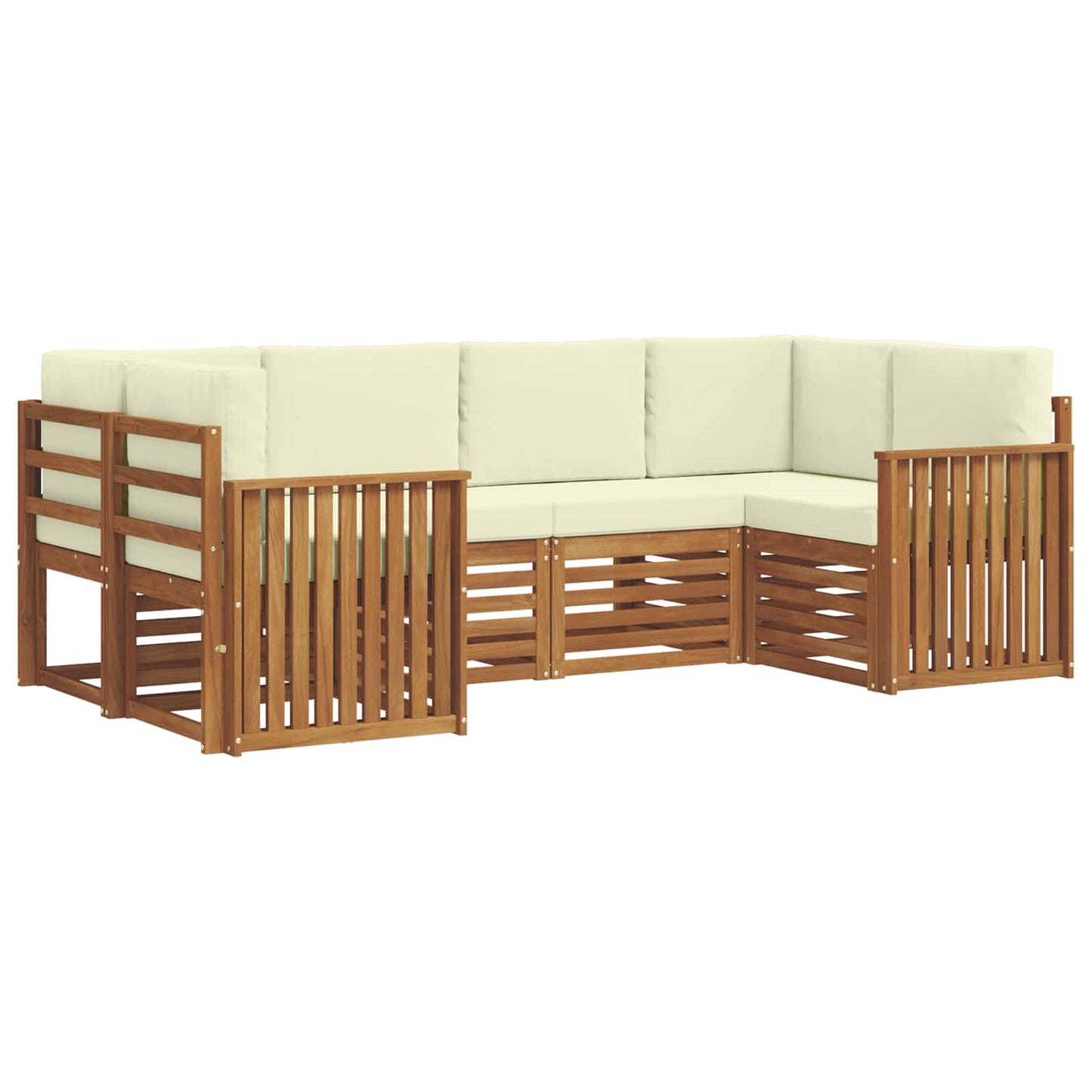vidaXL Σαλονάκι Γωνιακού Καναπέ με μαξιλάρι 6 pcs Φυσικό και Κρέμα