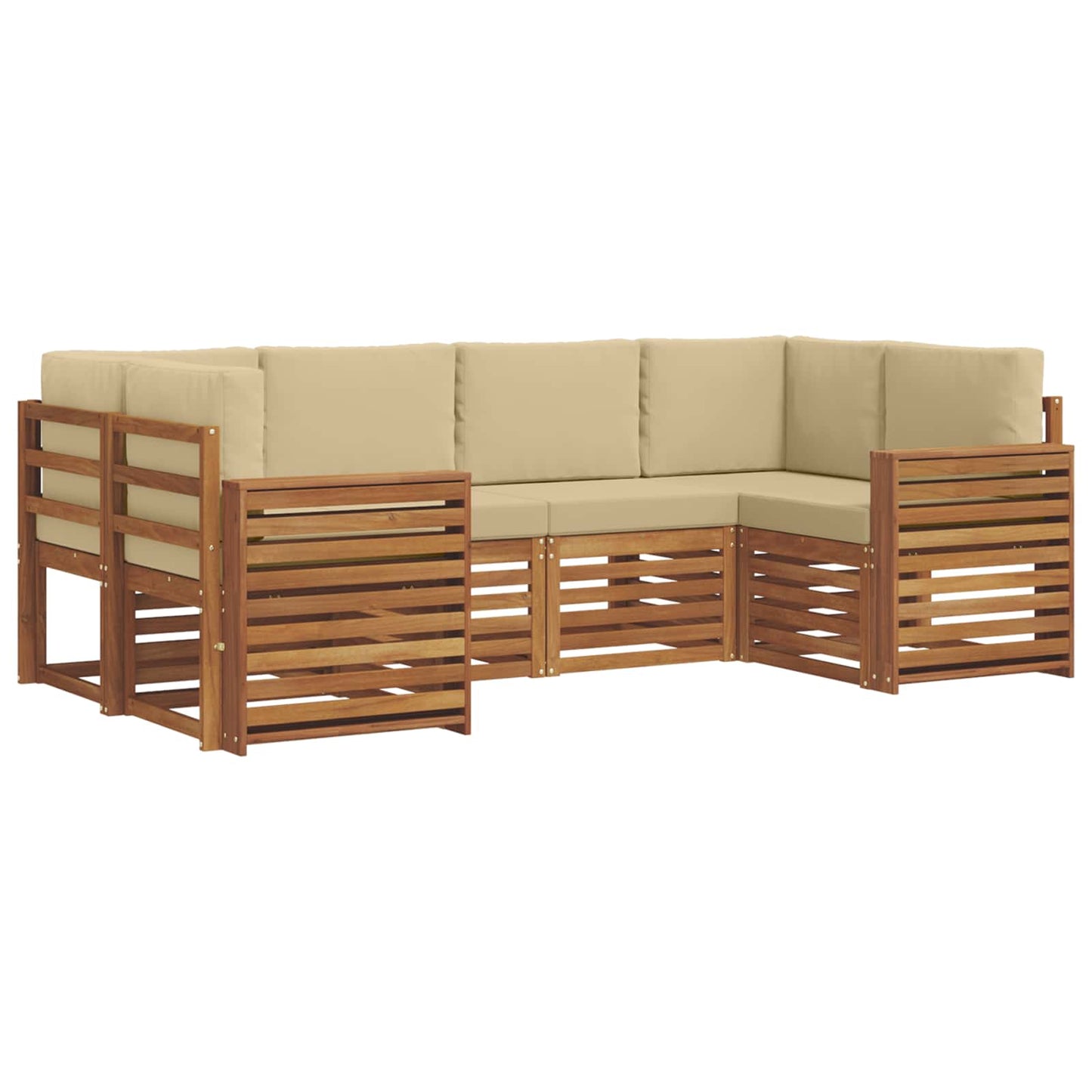 vidaXL Σαλονάκι Γωνιακού Καναπέ με μαξιλάρι 6 pcs Φυσικό και Μπεζ