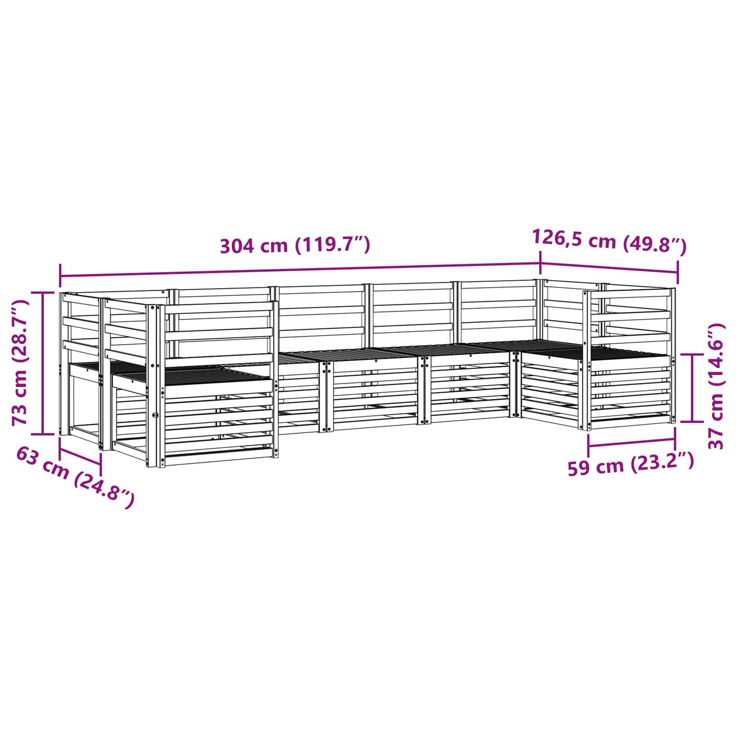 vidaXL Σαλονάκι Γωνιακού Καναπέ 7 pcs Φυσικό