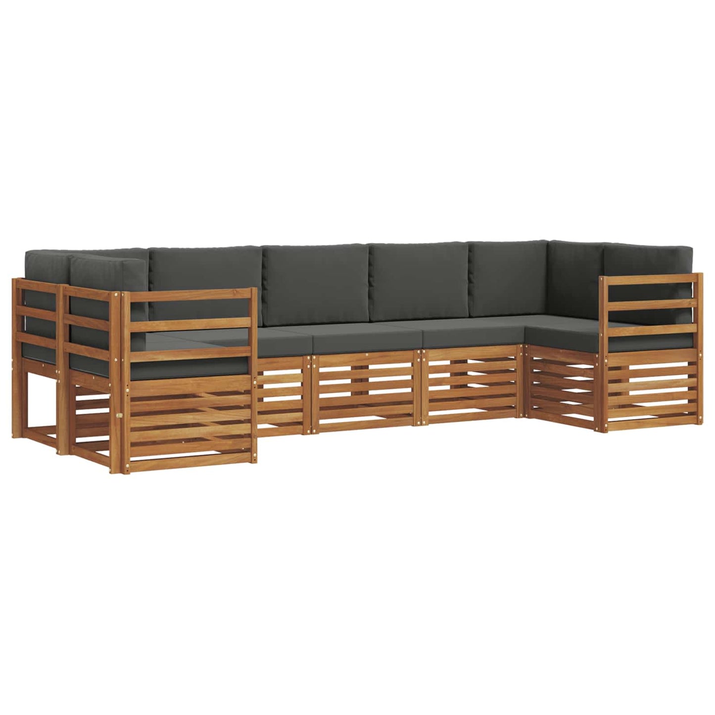 vidaXL Σαλονάκι Γωνιακού Καναπέ με μαξιλάρι 7 pcs Φυσικό και Ανθρακί