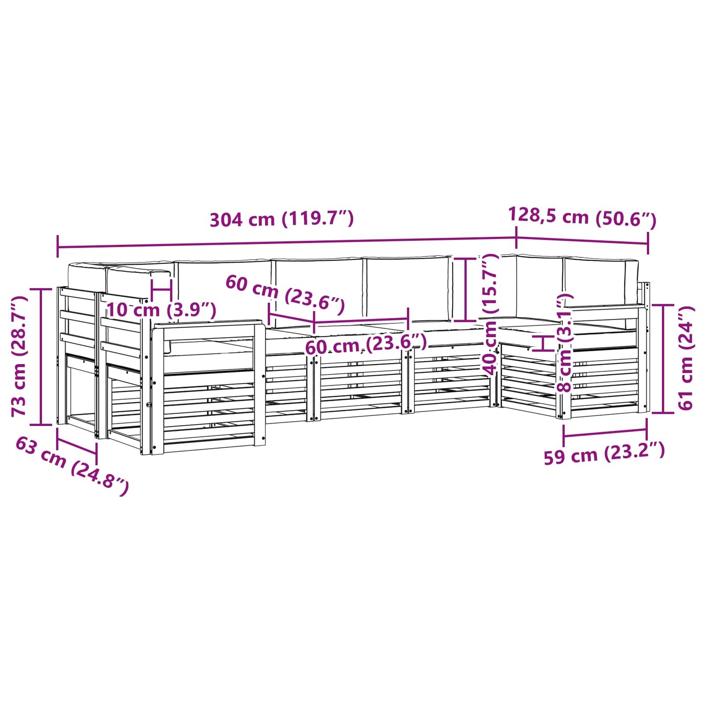 vidaXL Σαλονάκι Γωνιακού Καναπέ με μαξιλάρι 7 pcs Φυσικό και Μπεζ
