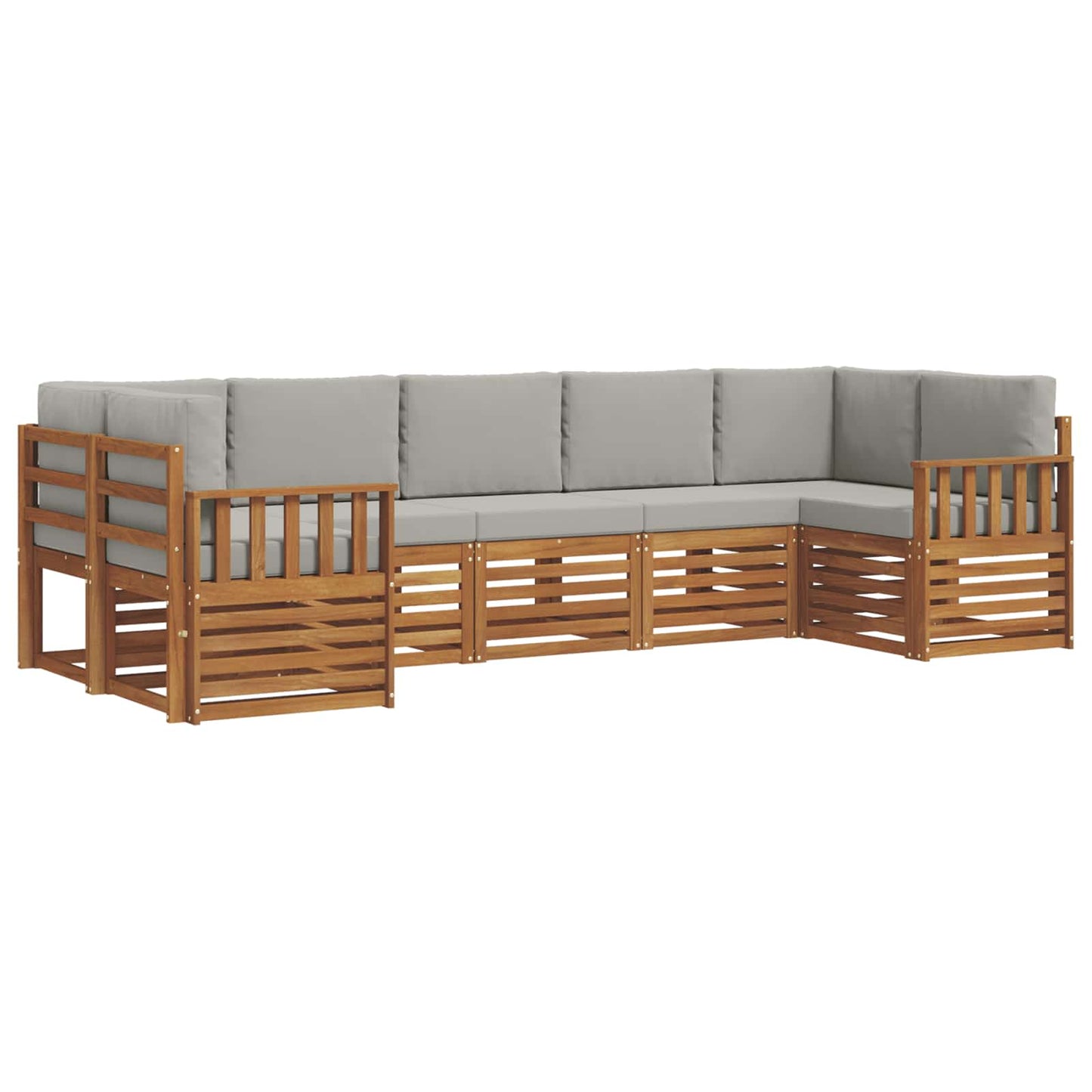vidaXL Σαλονάκι Γωνιακού Καναπέ 7 pcs Φυσικό και Ανοιχτό Γκρι
