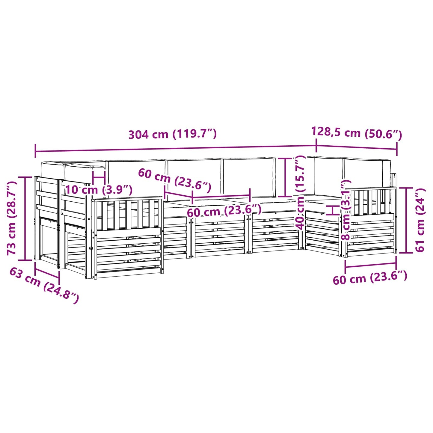 vidaXL Σαλονάκι Γωνιακού Καναπέ με μαξιλάρι 7 pcs Φυσικό και Μπεζ