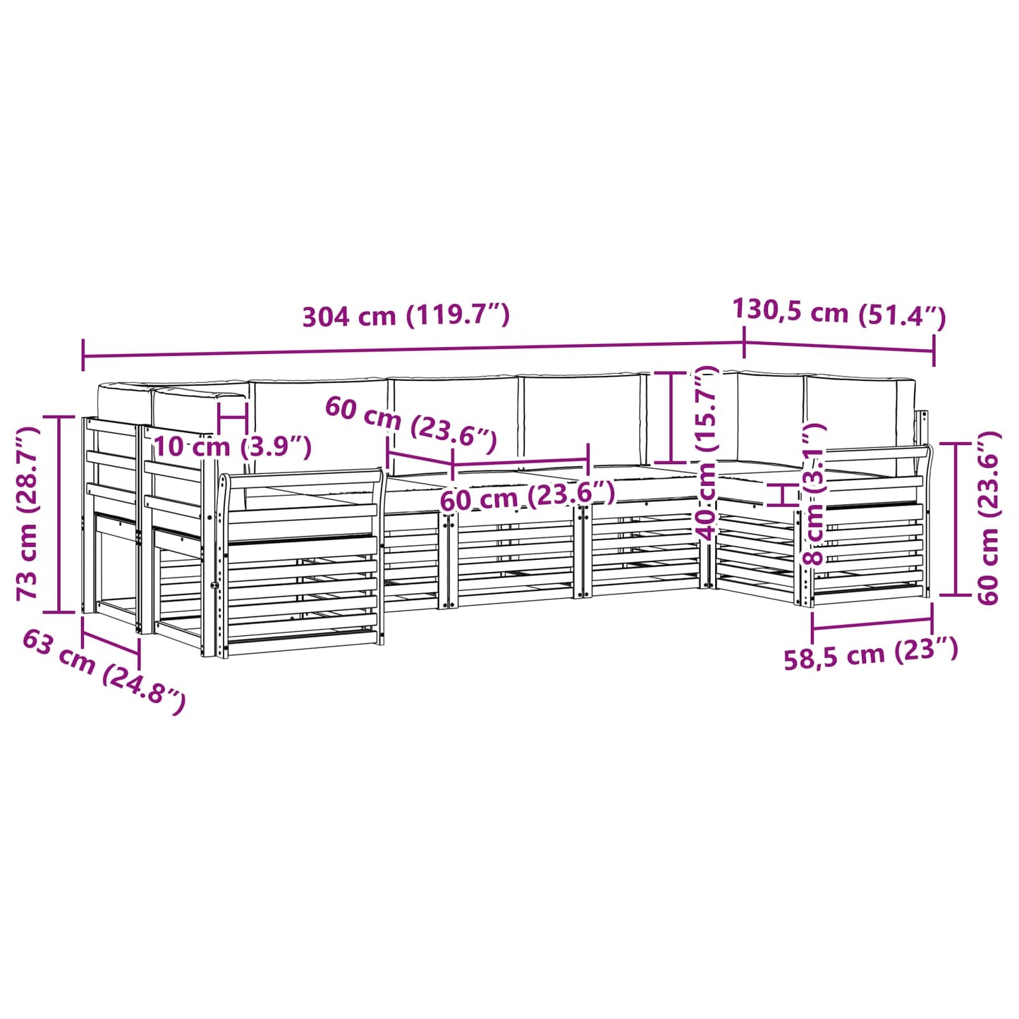 vidaXL Σαλονάκι Γωνιακού Καναπέ με μαξιλάρι 7 pcs Φυσικό και Κρέμα