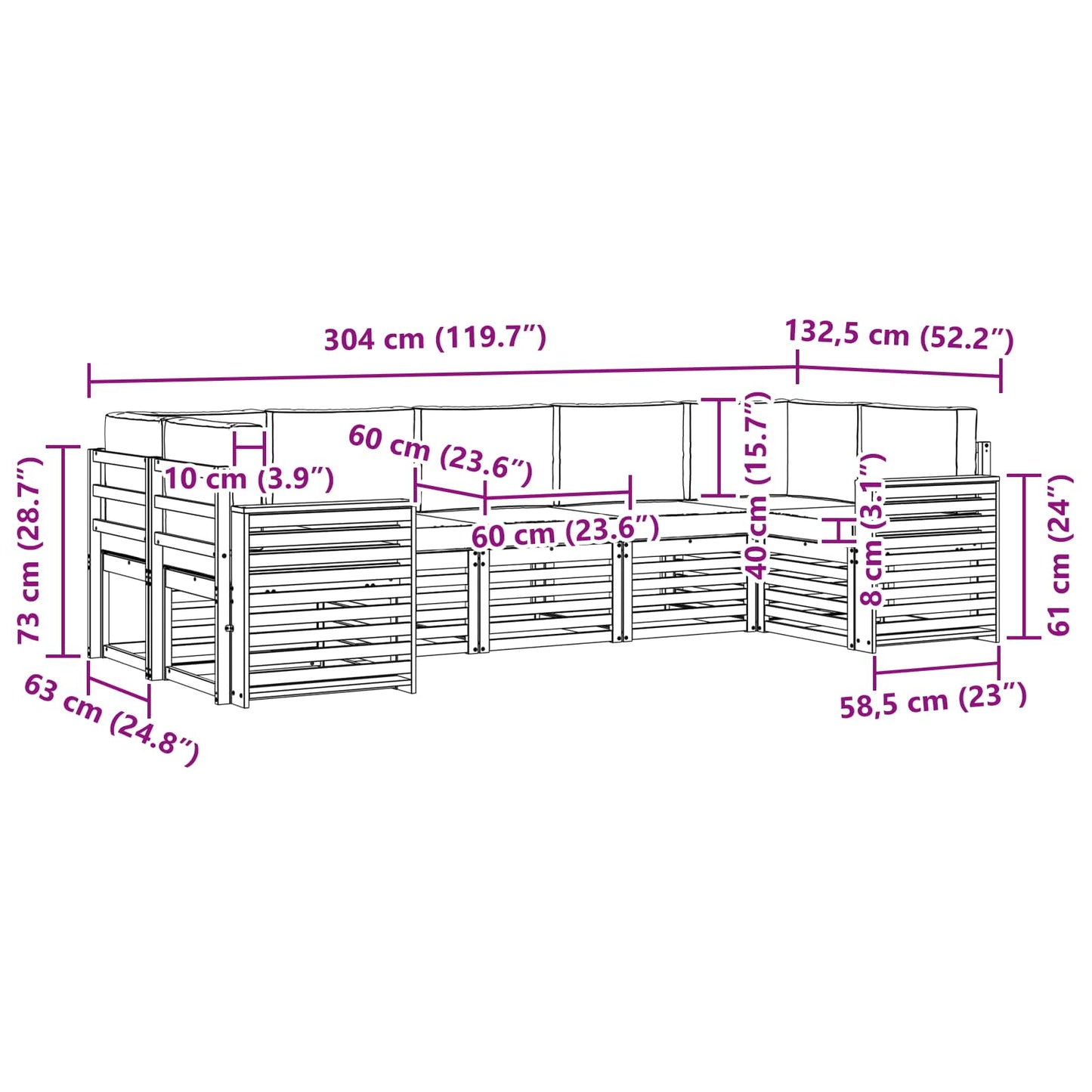 vidaXL Σαλονάκι Γωνιακού Καναπέ 7 pcs Φυσικό και Ανοιχτό Γκρι