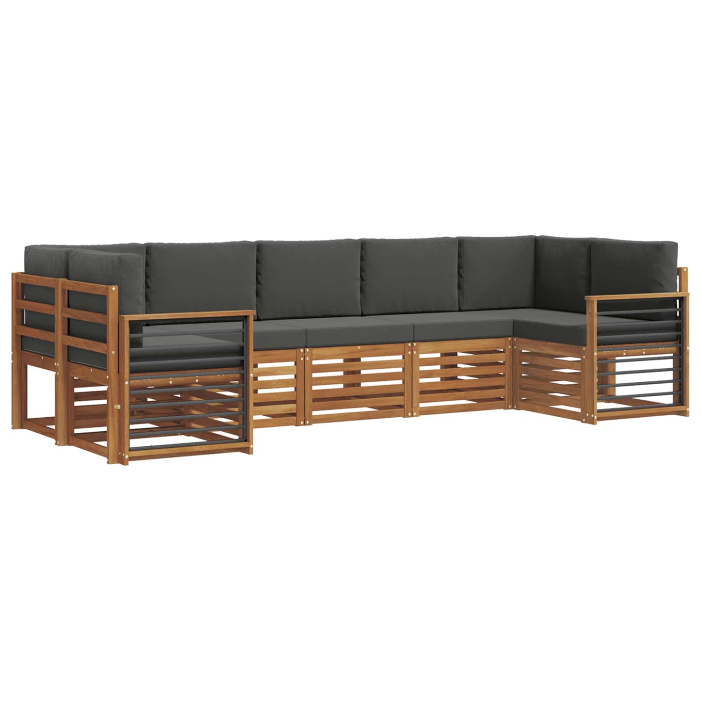 vidaXL Σαλονάκι Γωνιακού Καναπέ με μαξιλάρι 7 pcs Φυσικό και Ανθρακί