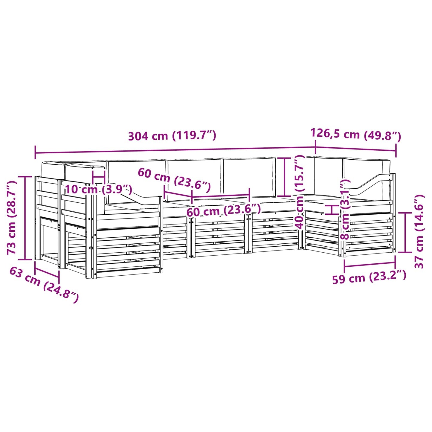 vidaXL Σαλονάκι Γωνιακού Καναπέ με μαξιλάρι 7 pcs Φυσικό και Κρέμα