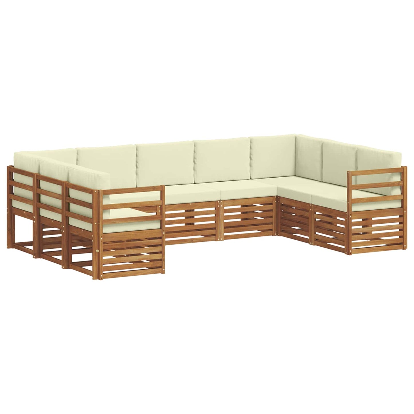 vidaXL Σαλονάκι Γωνιακού Καναπέ με μαξιλάρι 9 pcs Φυσικό και Κρέμα