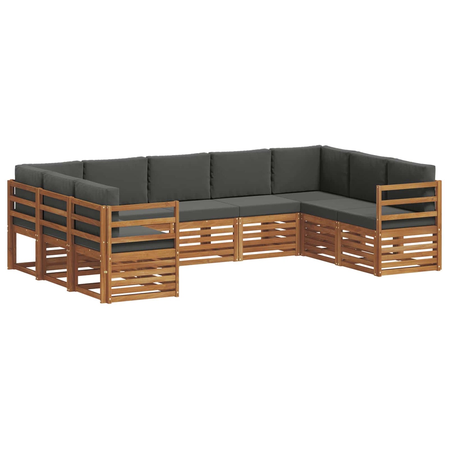 vidaXL Σαλονάκι Γωνιακού Καναπέ με μαξιλάρι 9 pcs Φυσικό και Ανθρακί