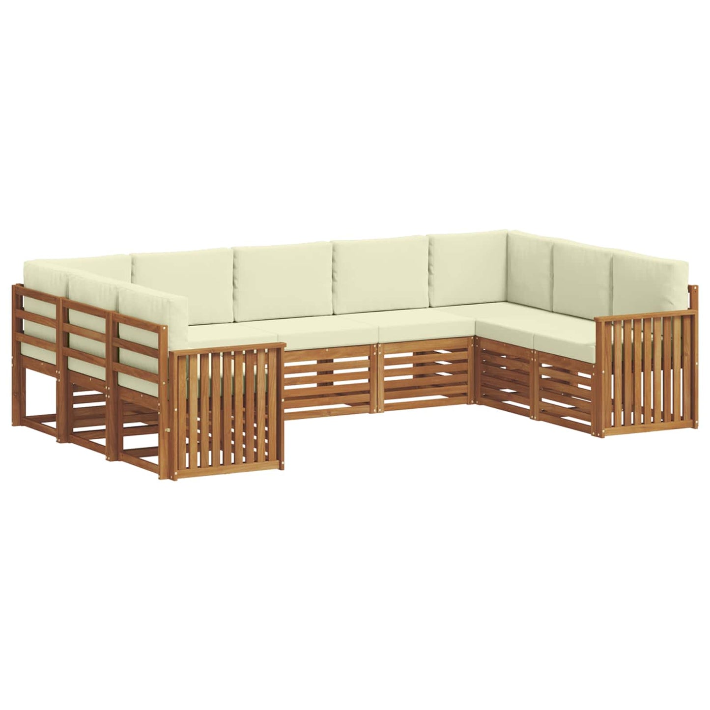vidaXL Σαλονάκι Γωνιακού Καναπέ με μαξιλάρι 9 pcs Φυσικό και Κρέμα