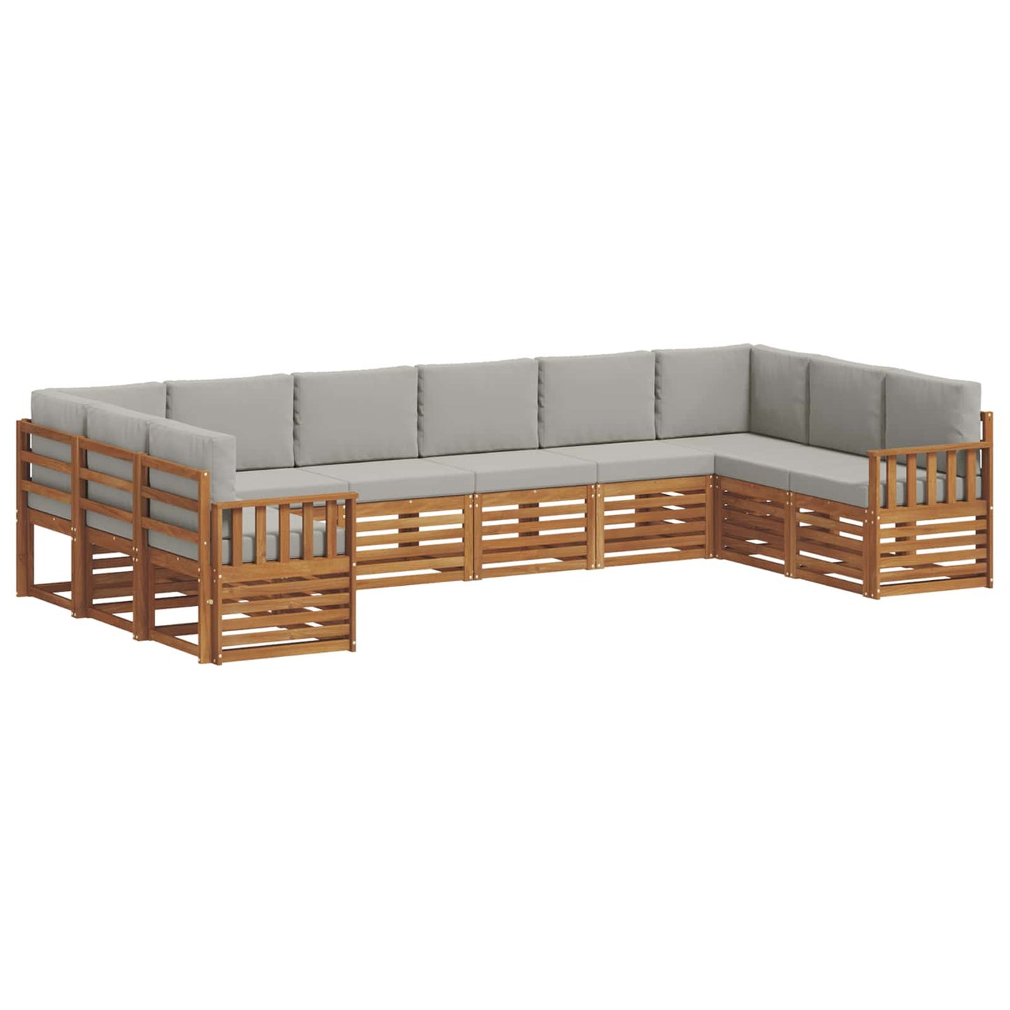 vidaXL Σαλονάκι Γωνιακού Καναπέ 10 pcs Φυσικό και Ανοιχτό Γκρι