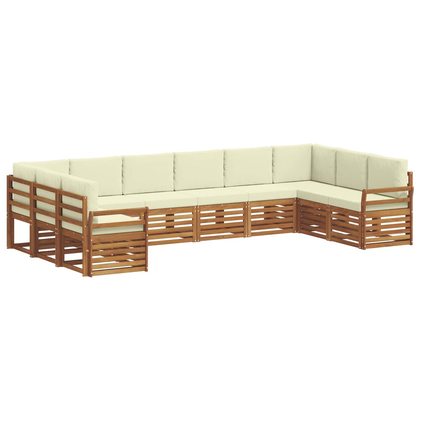vidaXL Σαλονάκι Γωνιακού Καναπέ με μαξιλάρι 10 pcs Φυσικό και Κρέμα