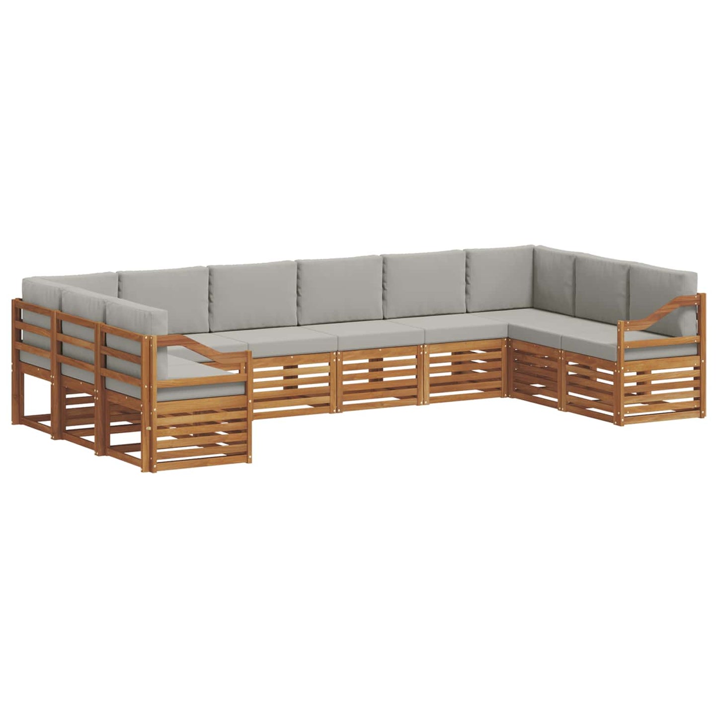 vidaXL Σαλονάκι Γωνιακού Καναπέ 10 pcs Φυσικό και Ανοιχτό Γκρι