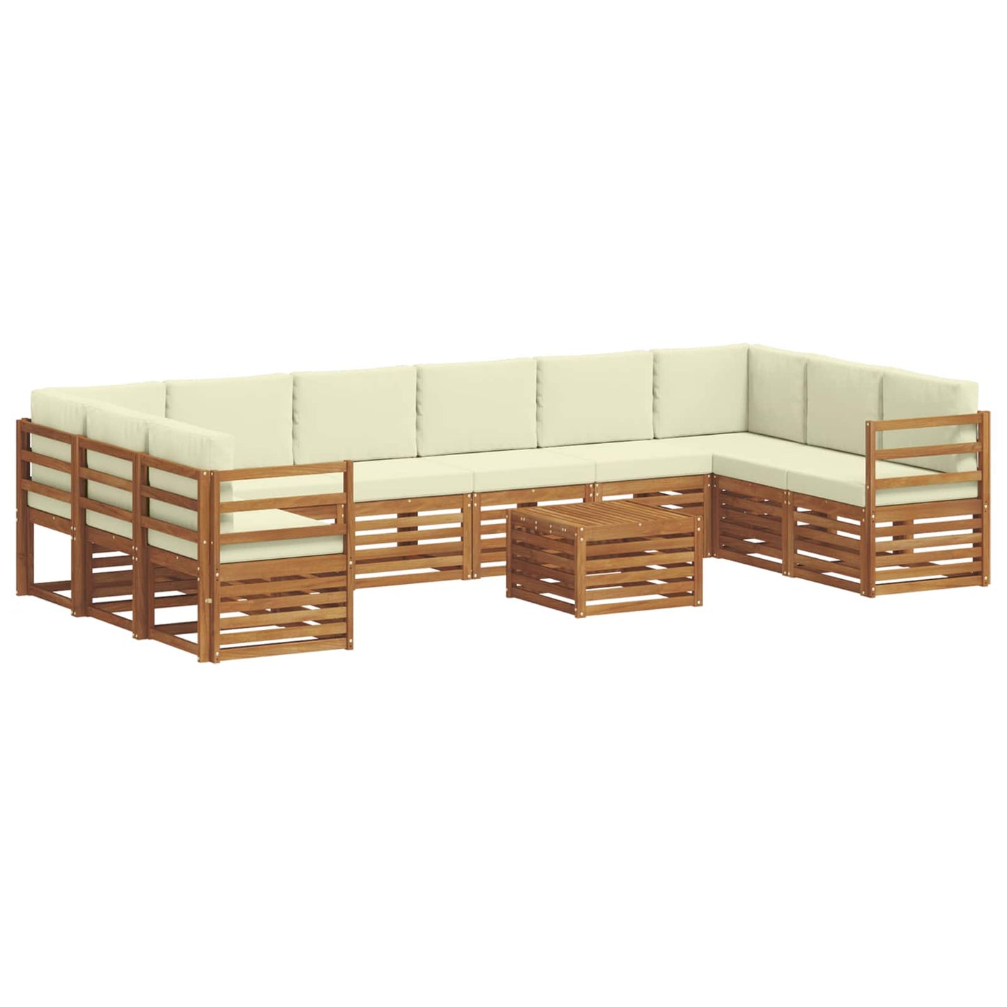 vidaXL Σειρά Καναπέ Εξωτερικού με μαξιλάρι 11 pcs Φυσικό και Κρέμα