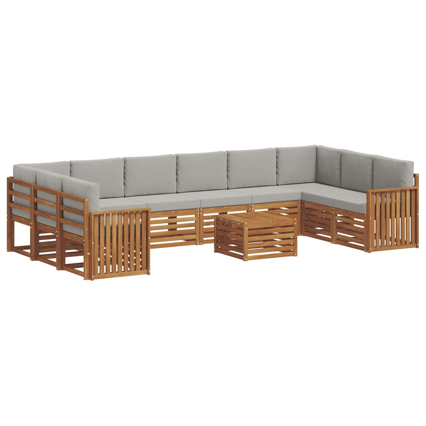 vidaXL Σειρά Καναπέ Εξωτερικού 11 pcs Φυσικό και Ανοιχτό Γκρι