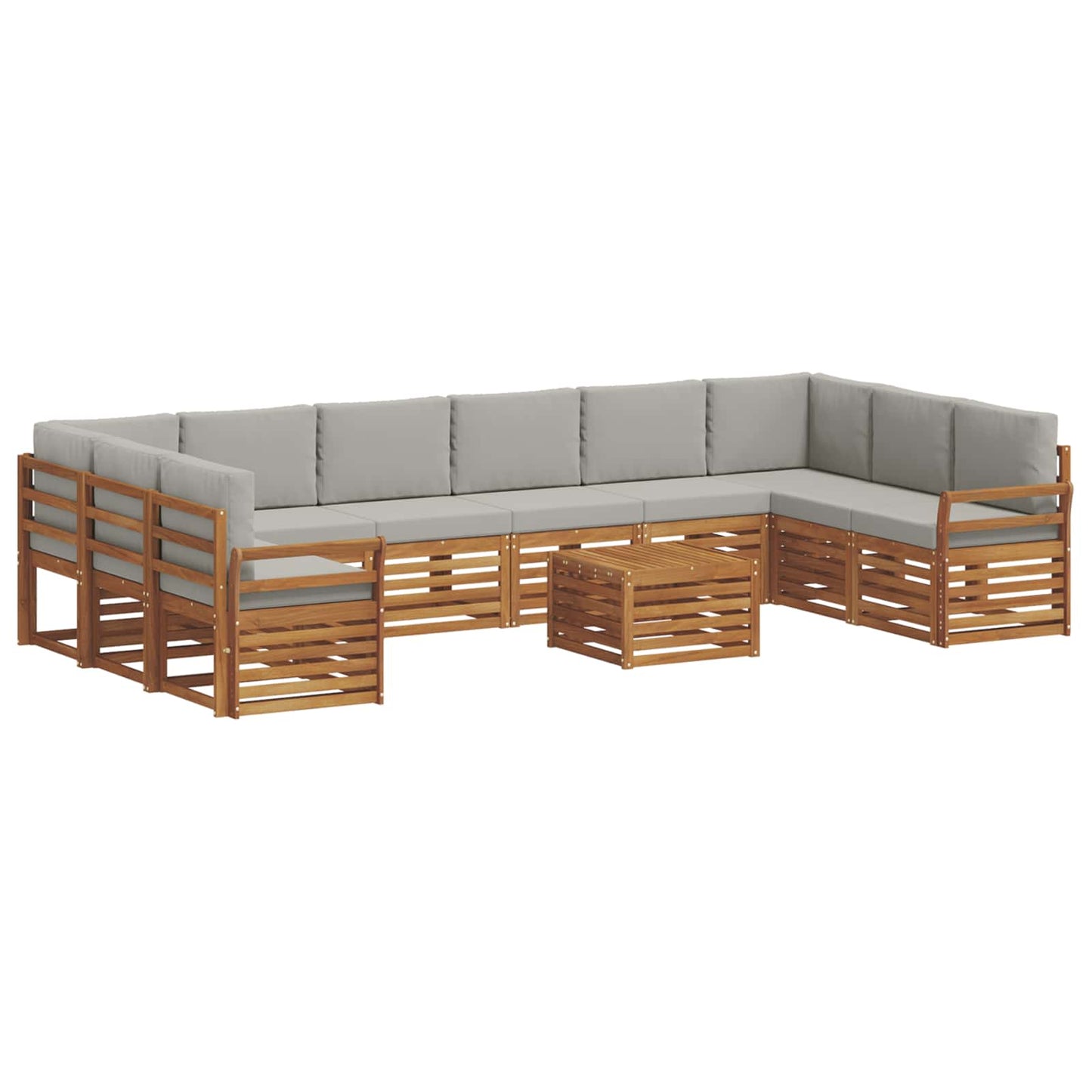 vidaXL Σειρά Καναπέ Εξωτερικού 11 pcs Φυσικό και Ανοιχτό Γκρι