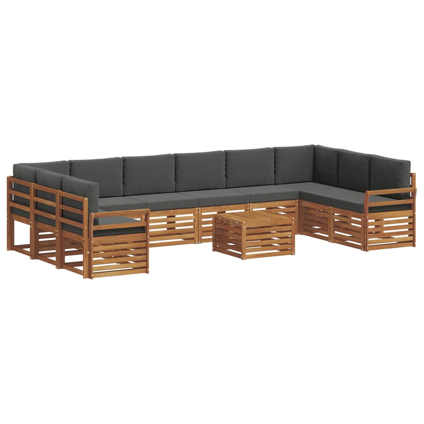 vidaXL Σειρά Καναπέ Εξωτερικού με μαξιλάρι 11 pcs Φυσικό και Ανθρακί