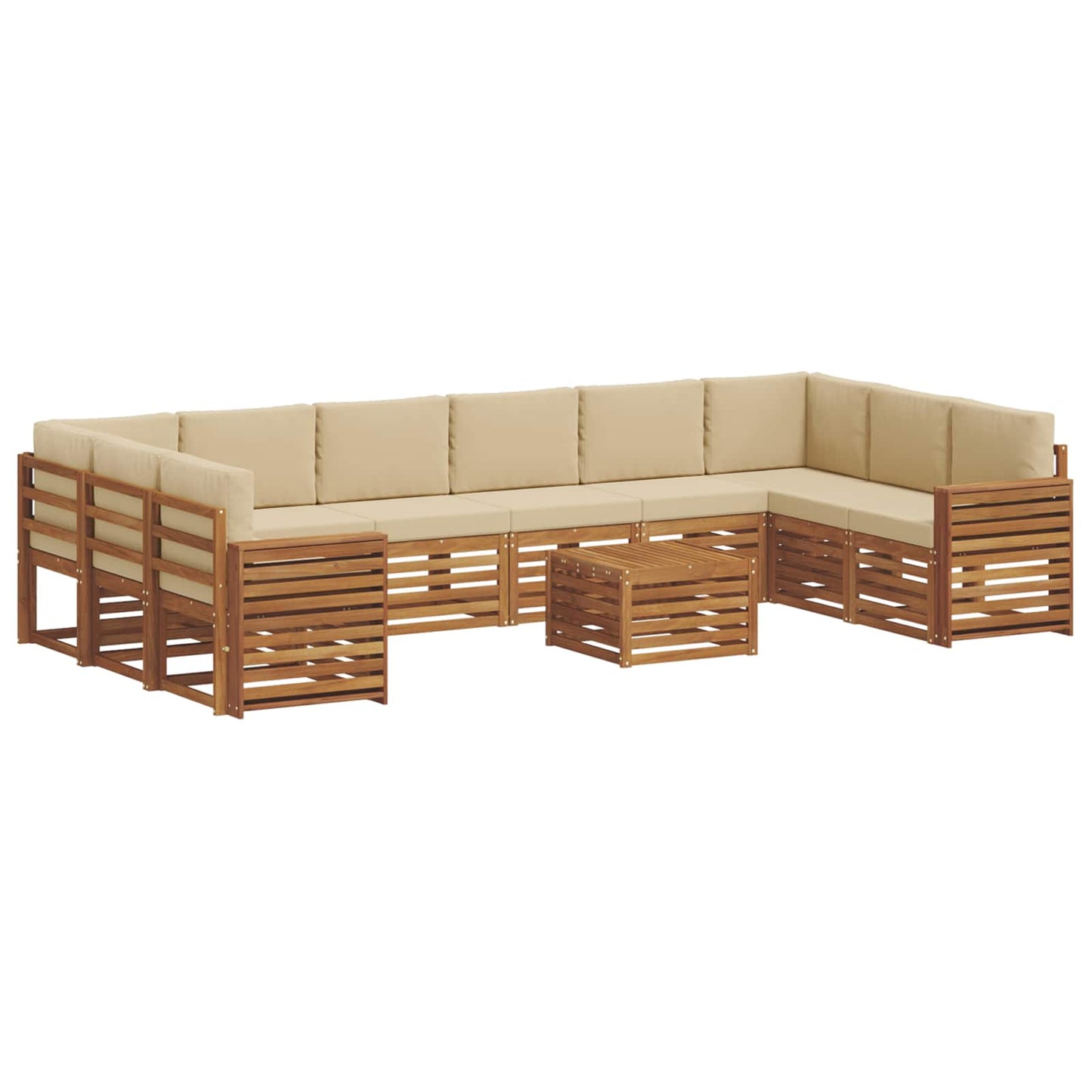 vidaXL Σειρά Καναπέ Εξωτερικού με μαξιλάρι 11 pcs Φυσικό και Μπεζ