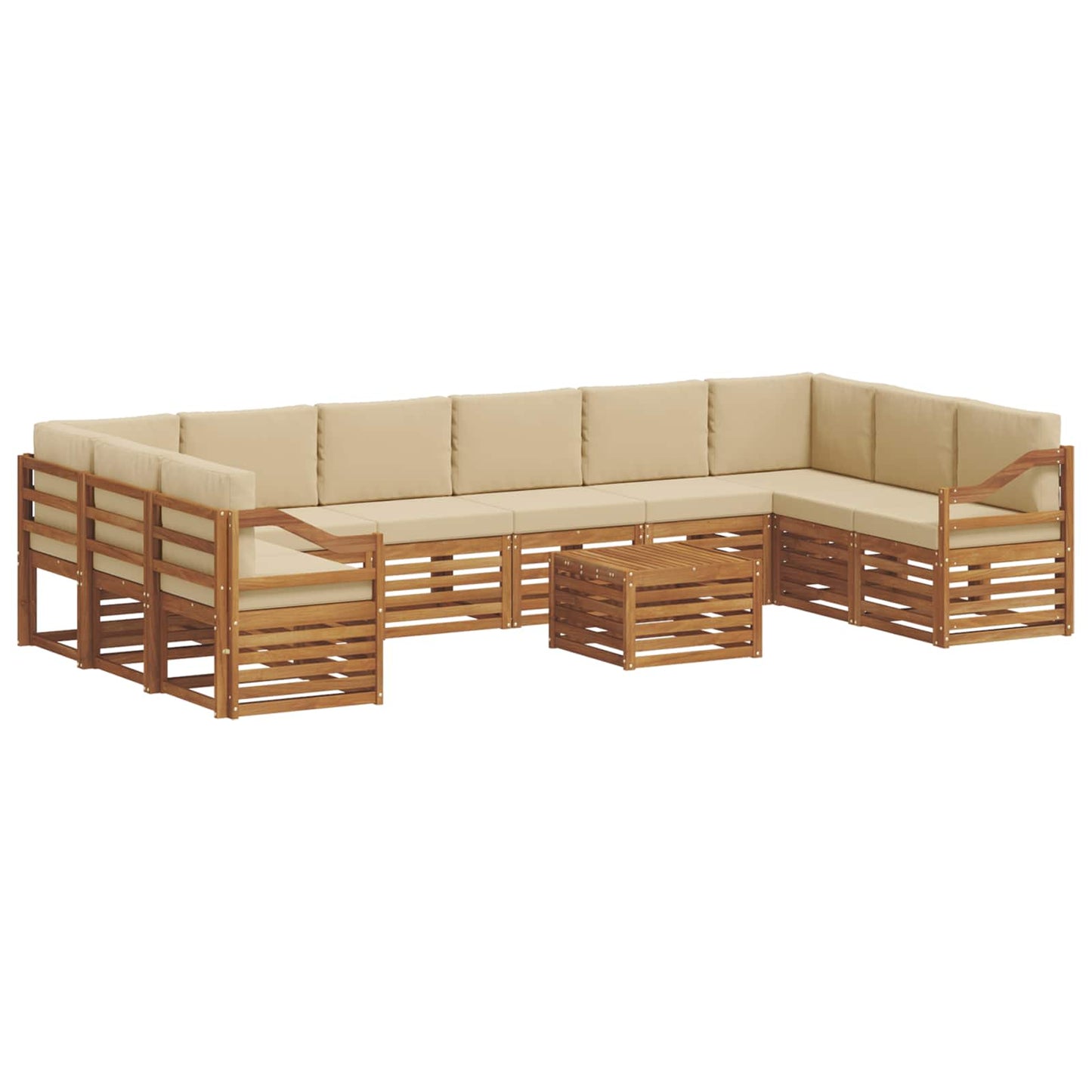 vidaXL Σειρά Καναπέ Εξωτερικού με μαξιλάρι 11 pcs Φυσικό και Μπεζ