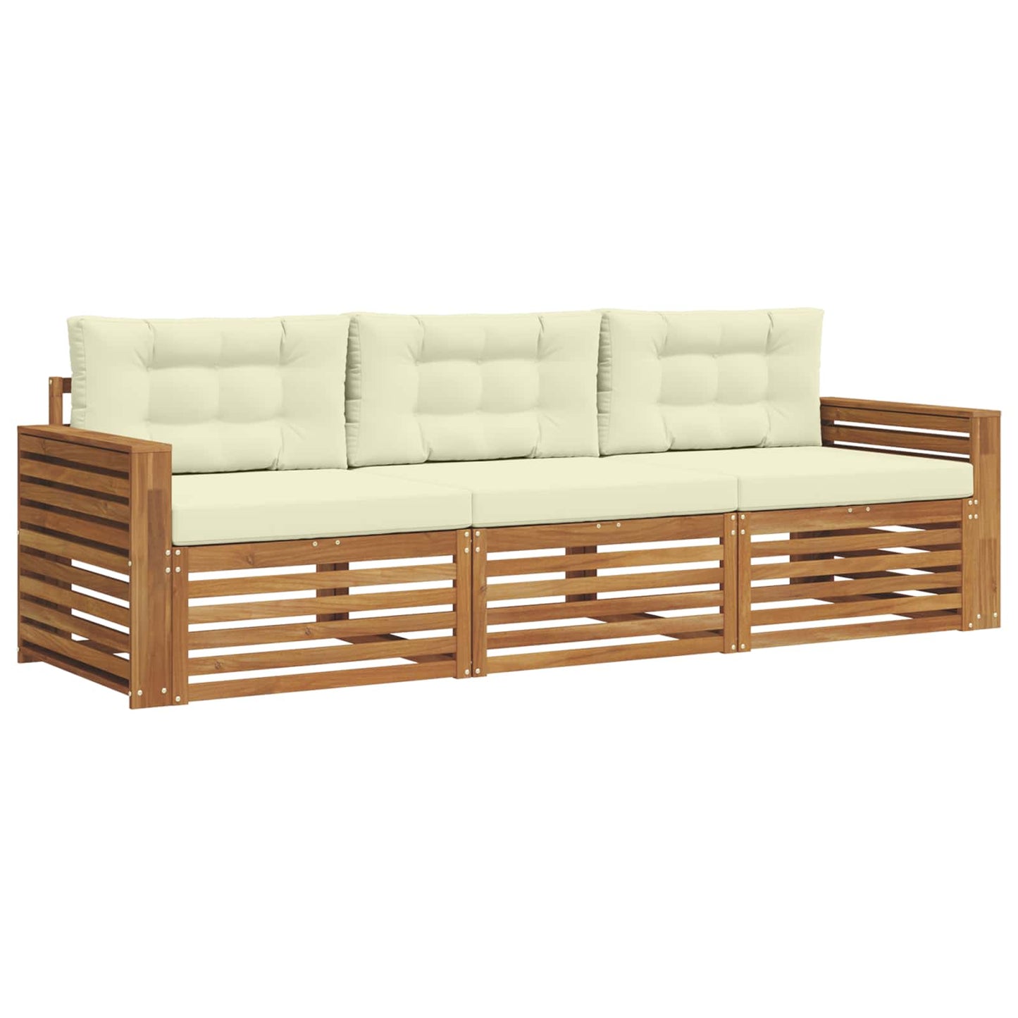 vidaXL Σειρά Καναπέ Εξωτερικού με μαξιλάρι 3 pcs Φυσικό και Κρέμα