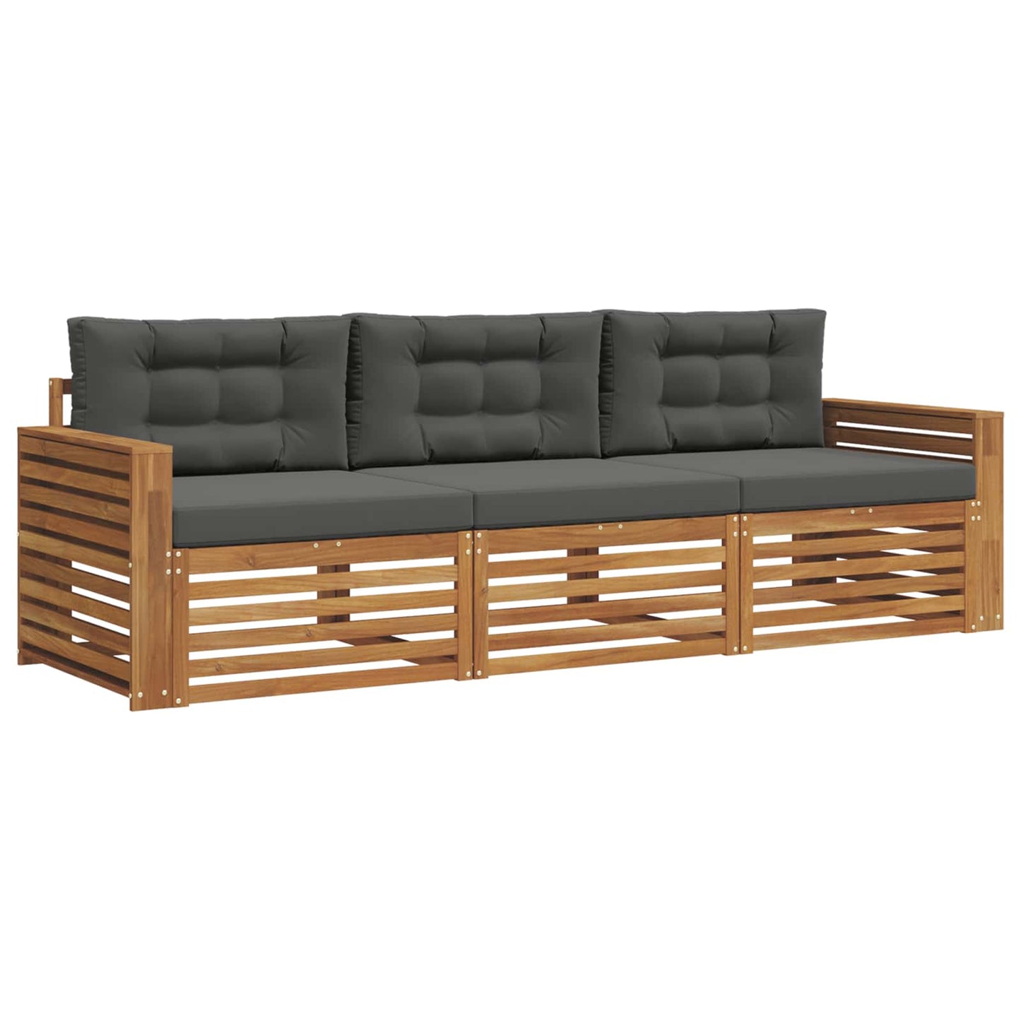 vidaXL Σειρά Καναπέ Εξωτερικού με μαξιλάρι 3 pcs Φυσικό και Ανθρακί