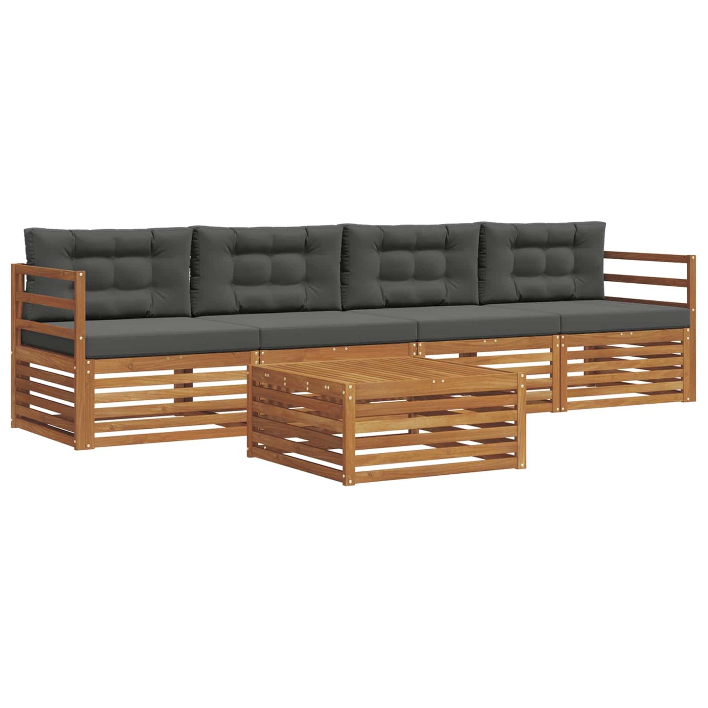 vidaXL Σειρά Καναπέ Εξωτερικού με μαξιλάρι 5 pcs Φυσικό και Ανθρακί