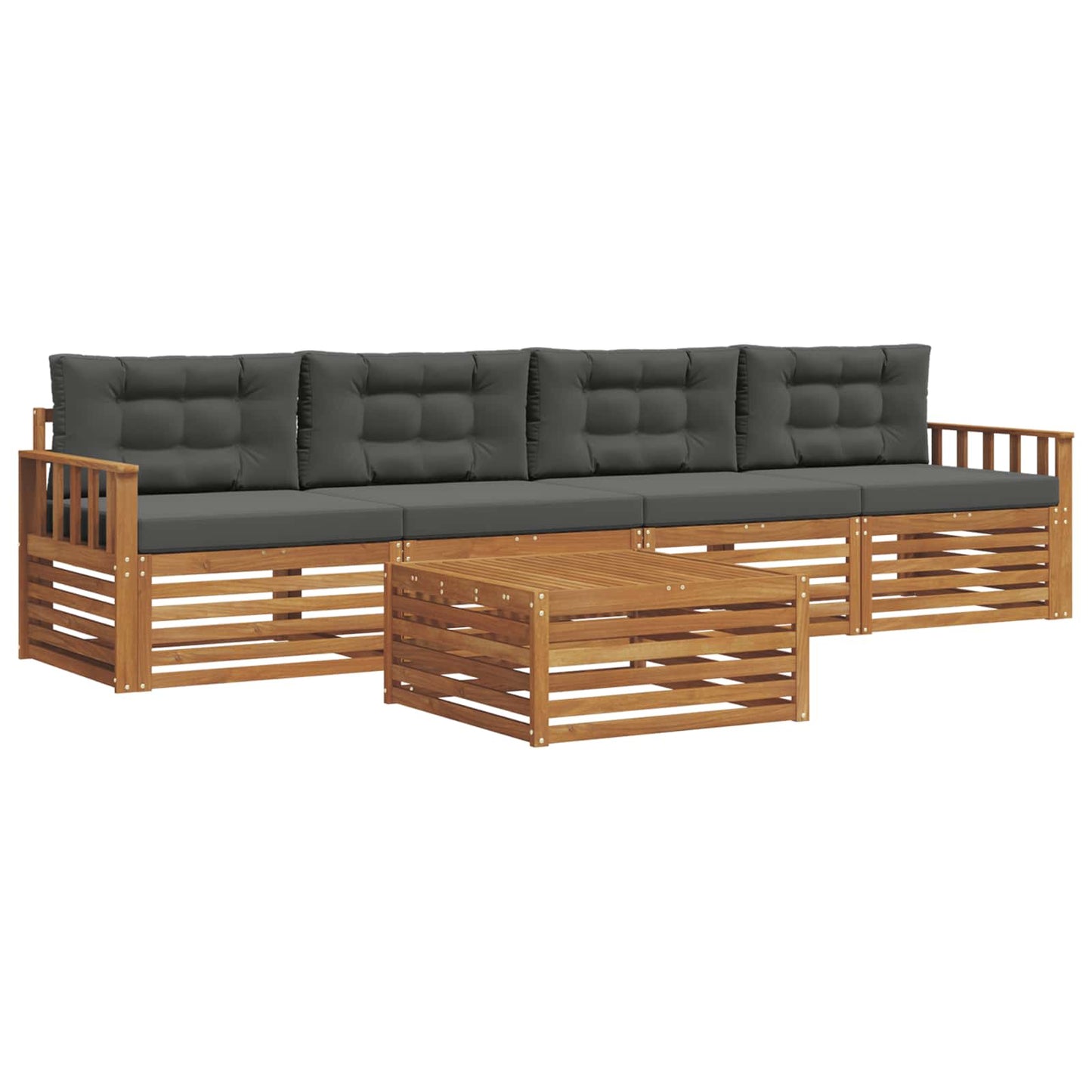 vidaXL Σειρά Καναπέ Εξωτερικού με μαξιλάρι 5 pcs Φυσικό και Ανθρακί